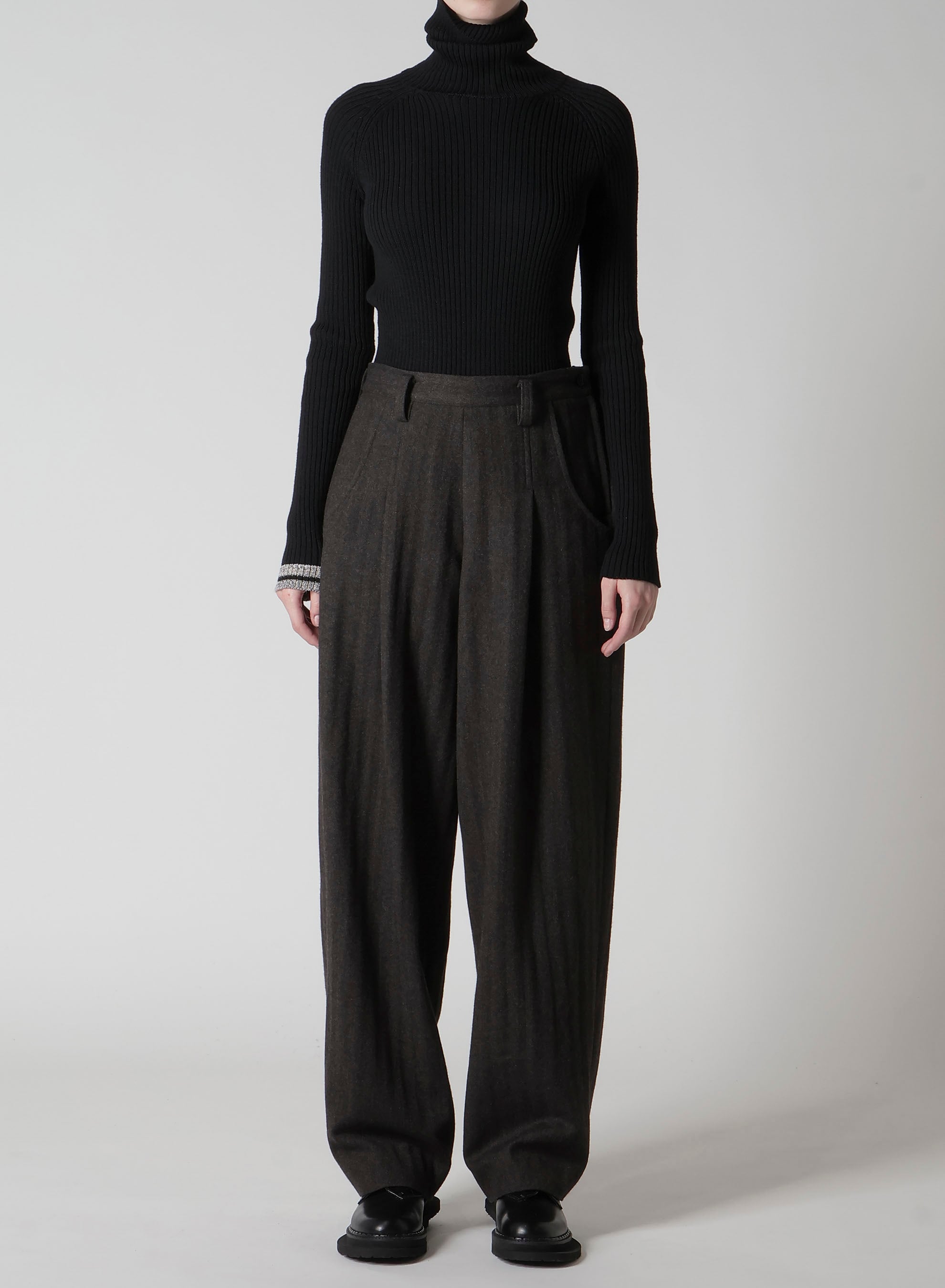 W/NY HERRINGBONE SINGLE TUCK PANTS