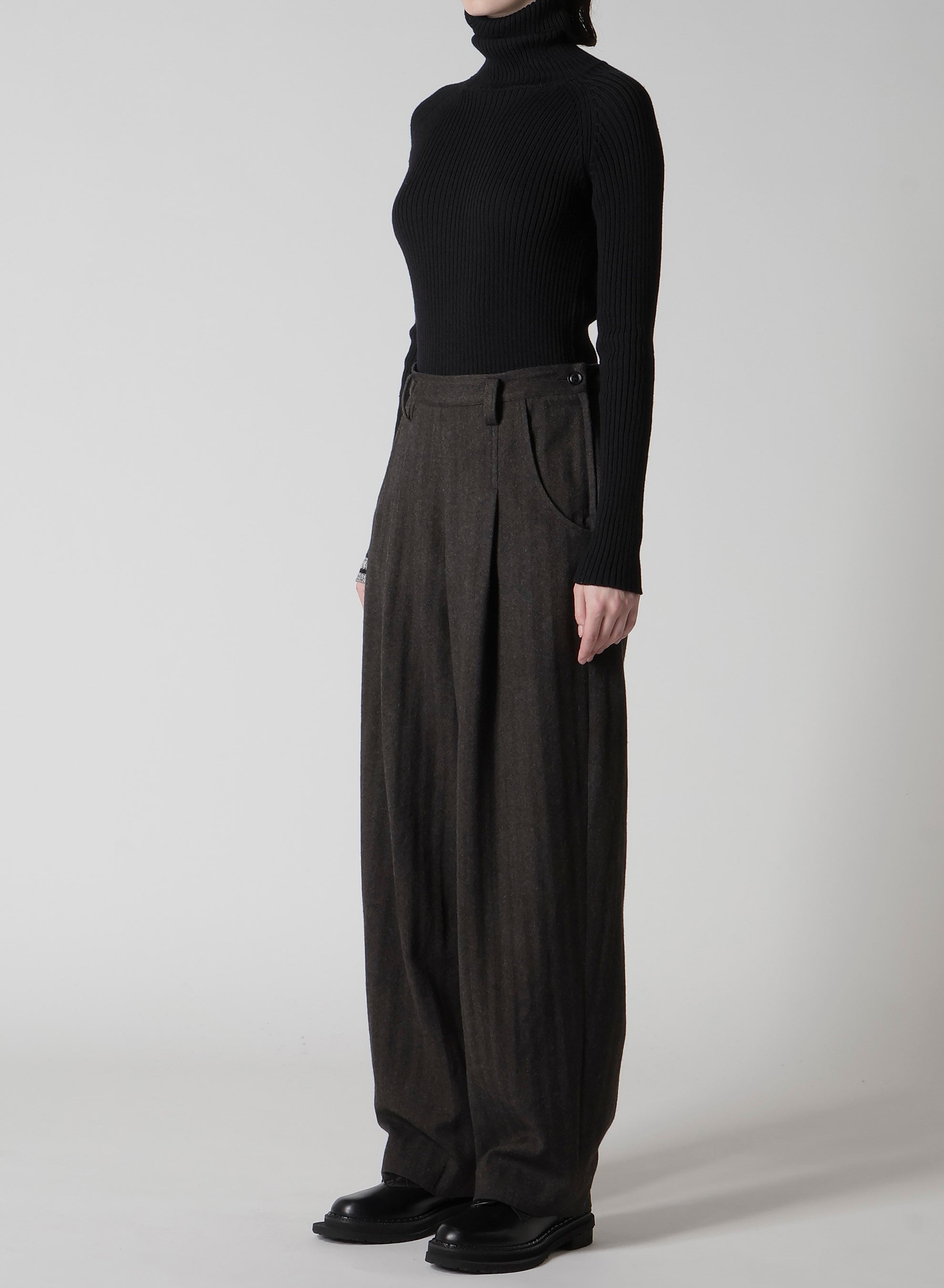 W/NY HERRINGBONE SINGLE TUCK PANTS