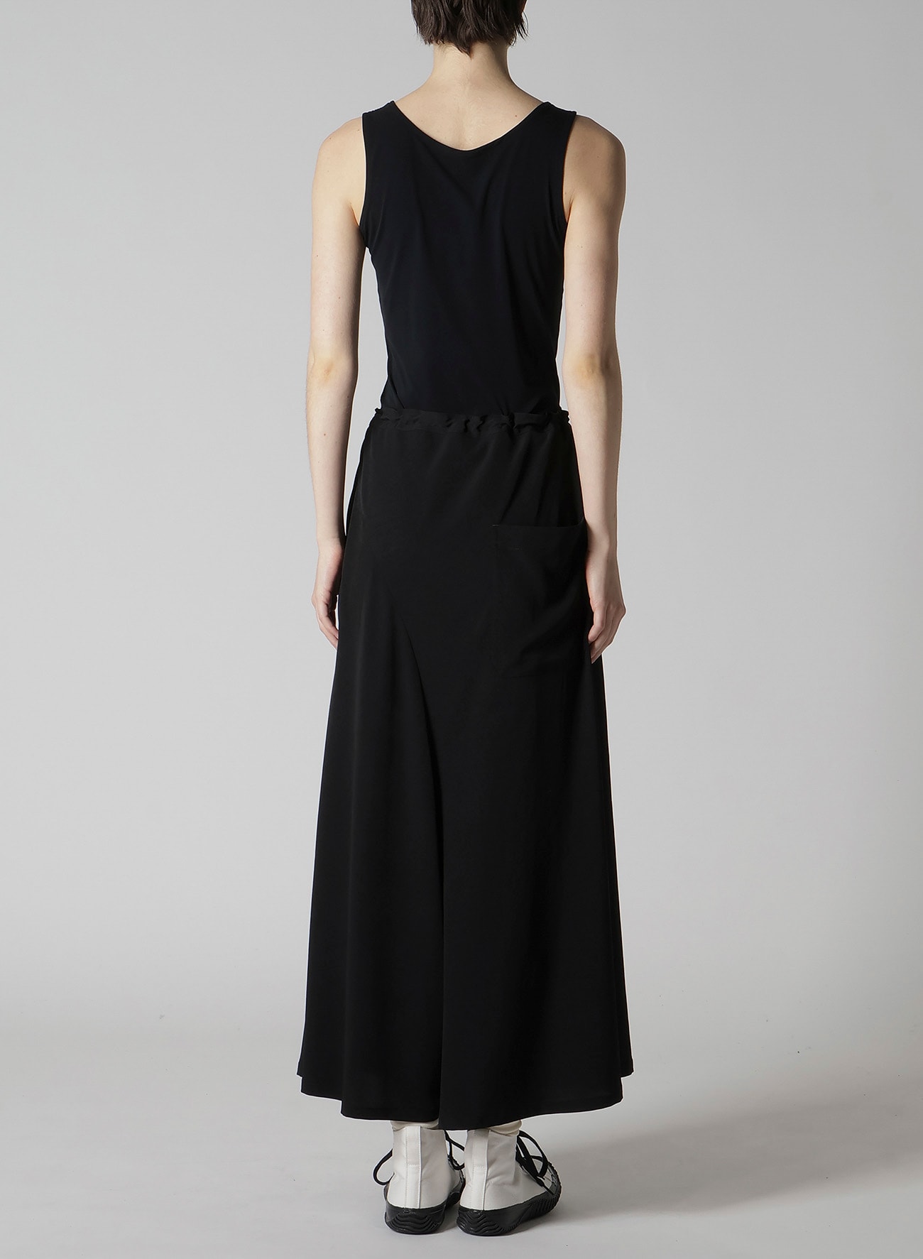 TA/PE CREPE DE CHINE ASYMMETRIC FLARE PANTS