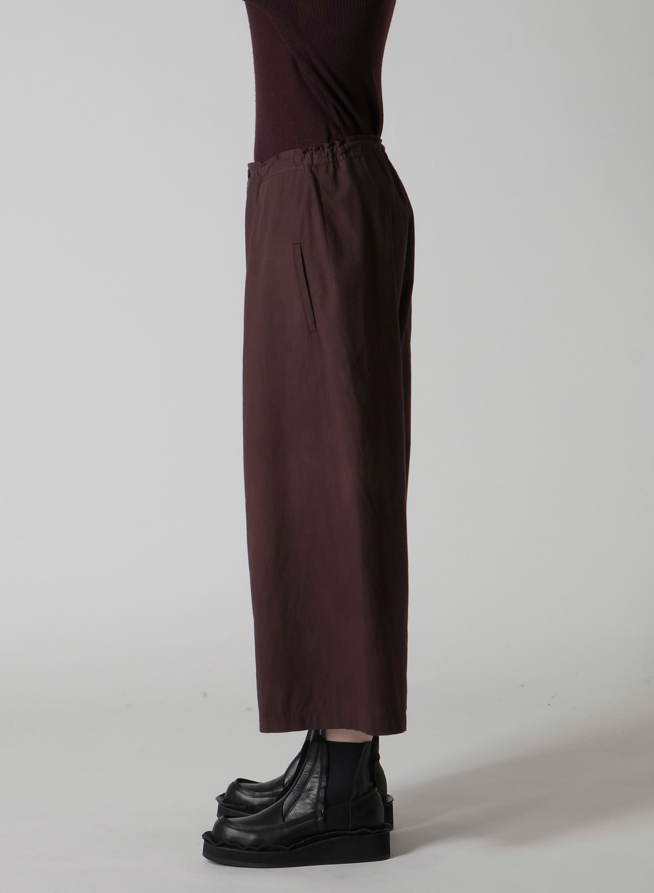 【新品】GOYOL ゴヨール リブニット フレアパンツ ブラック COTTON LYOCELL BROAD SUSPENDER PANTS WITH DECORATIVE CLOTH
