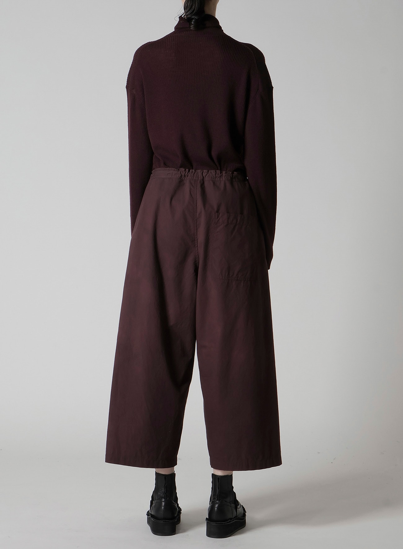 GARMENT-DYED FRONT TUCK WIDE PANTS(XS Bordeaux): Y's｜THE