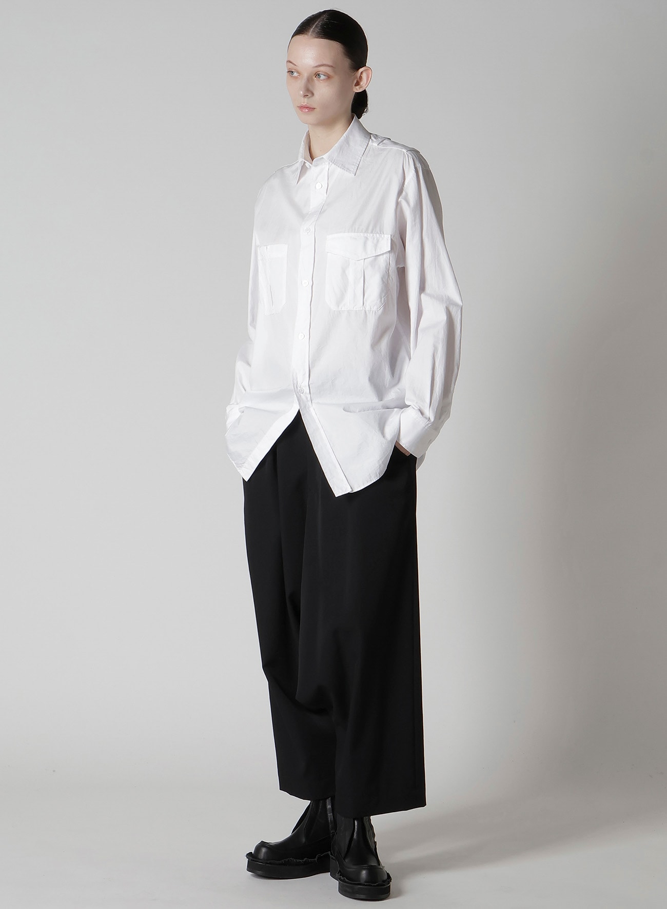 WOOL GABARDINE 2TUCK SAROUEL PANTS