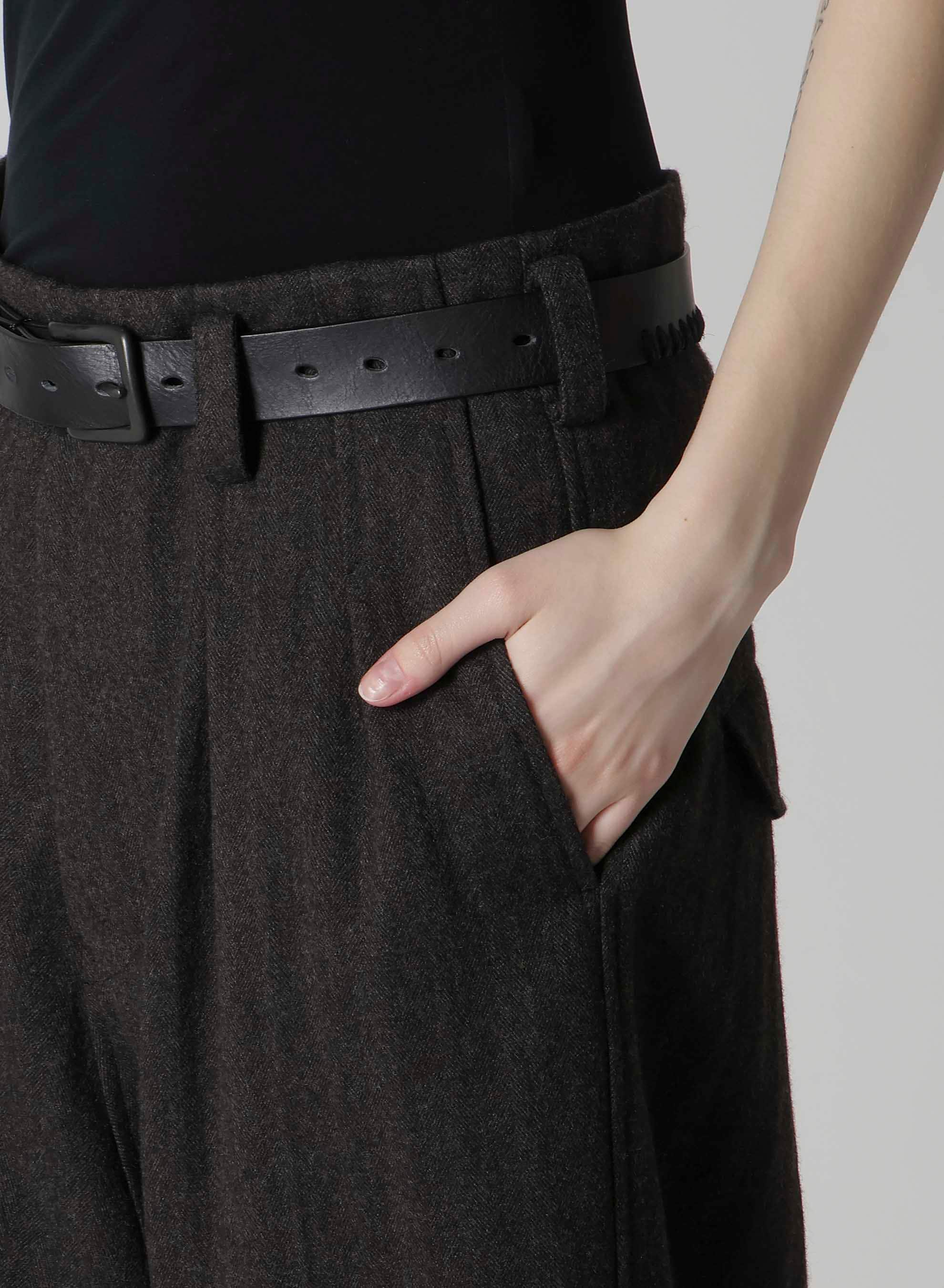W/NY HERRINGBONE 2-TUCK SAROUEL PANTS