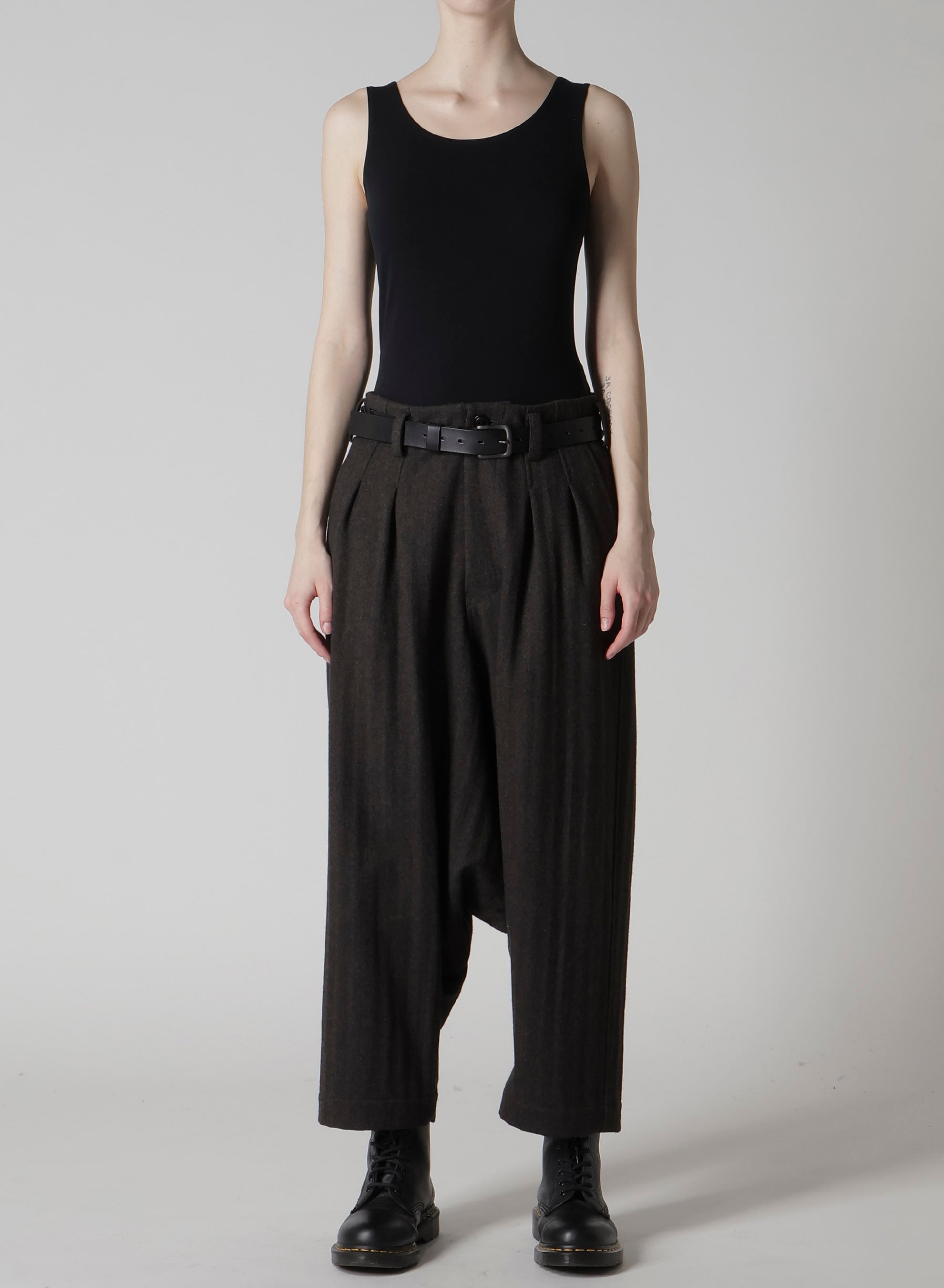 W/NY HERRINGBONE 2-TUCK SAROUEL PANTS