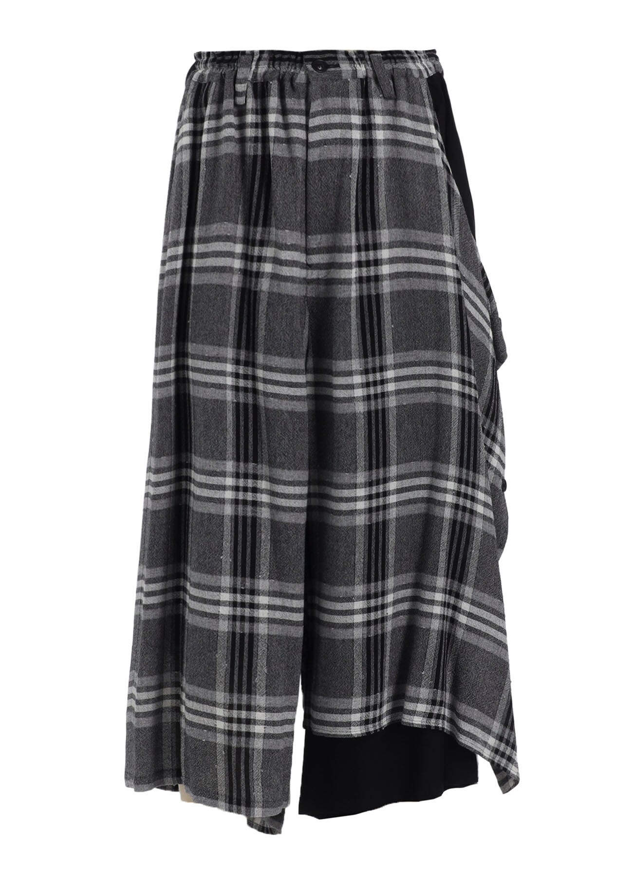 GAUZE PLAID LEFT DOUBLE BUTTON OPEN PANTS