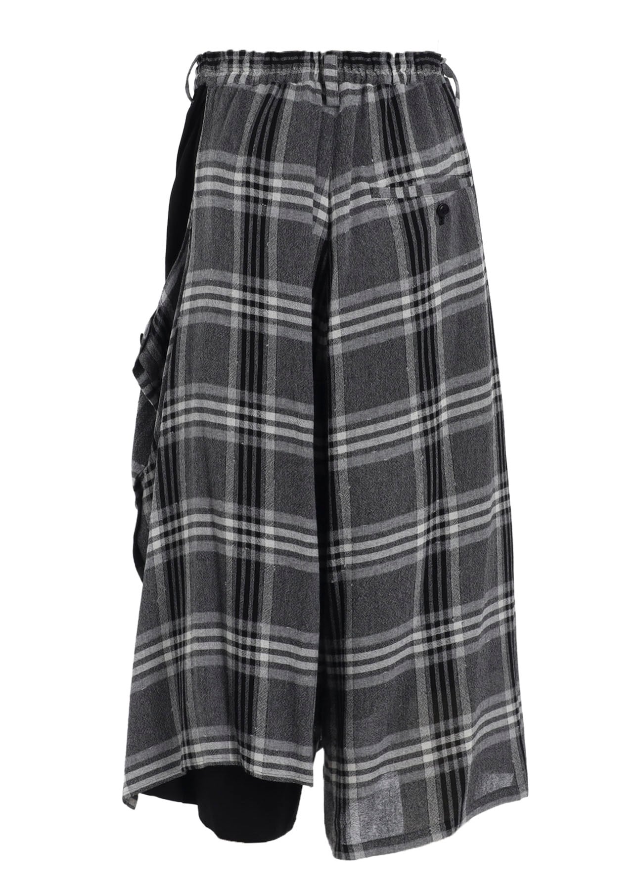 GAUZE PLAID LEFT DOUBLE BUTTON OPEN PANTS