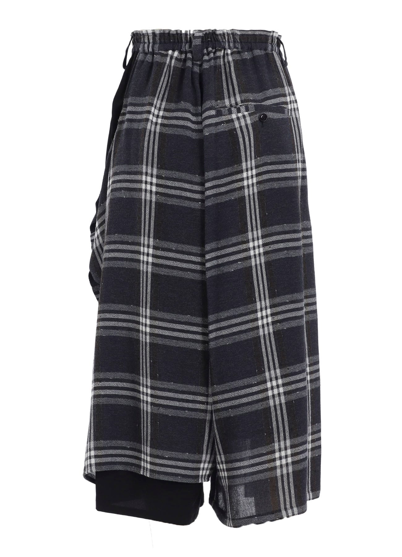 GAUZE PLAID LEFT DOUBLE BUTTON OPEN PANTS(XS Navy): Y's｜THE