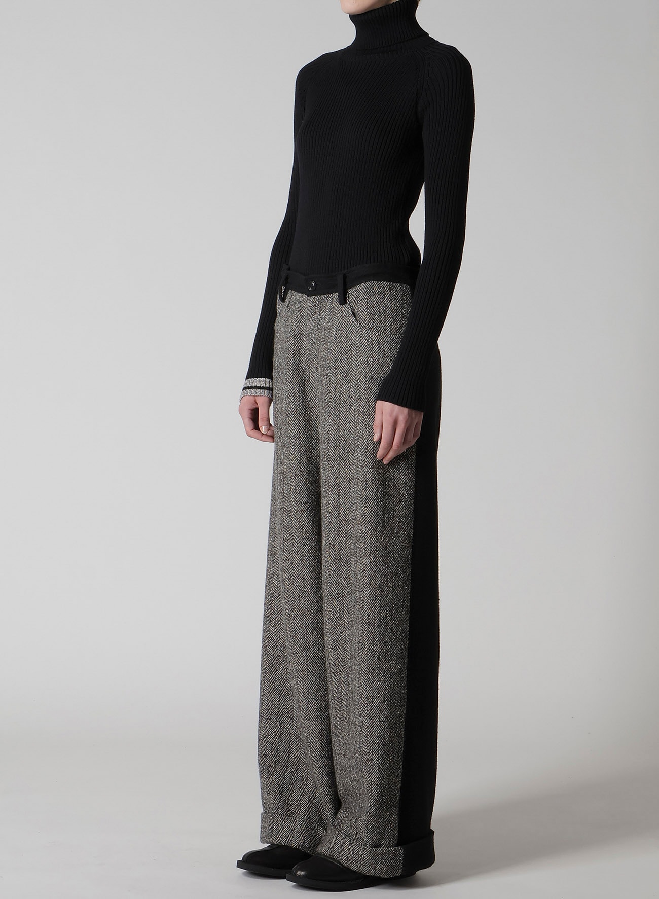 BIG HERRINGBONE WIDE PANTS