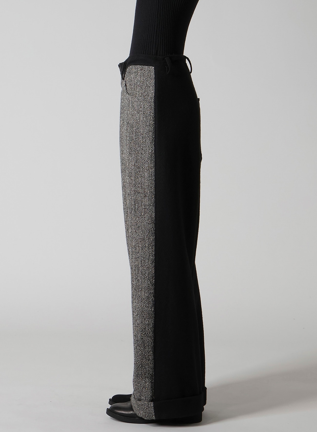 BIG HERRINGBONE WIDE PANTS
