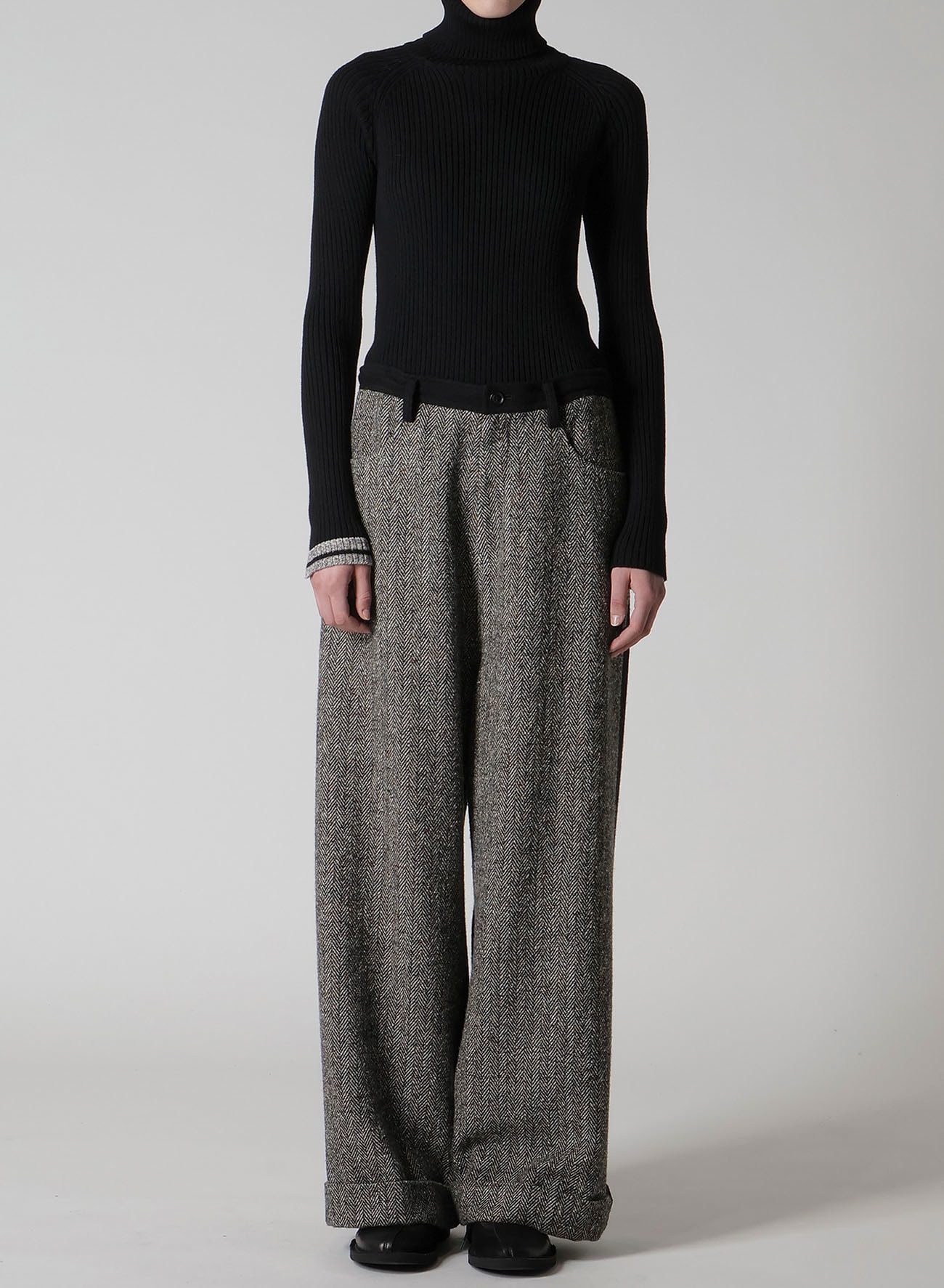 BIG HERRINGBONE WIDE PANTS