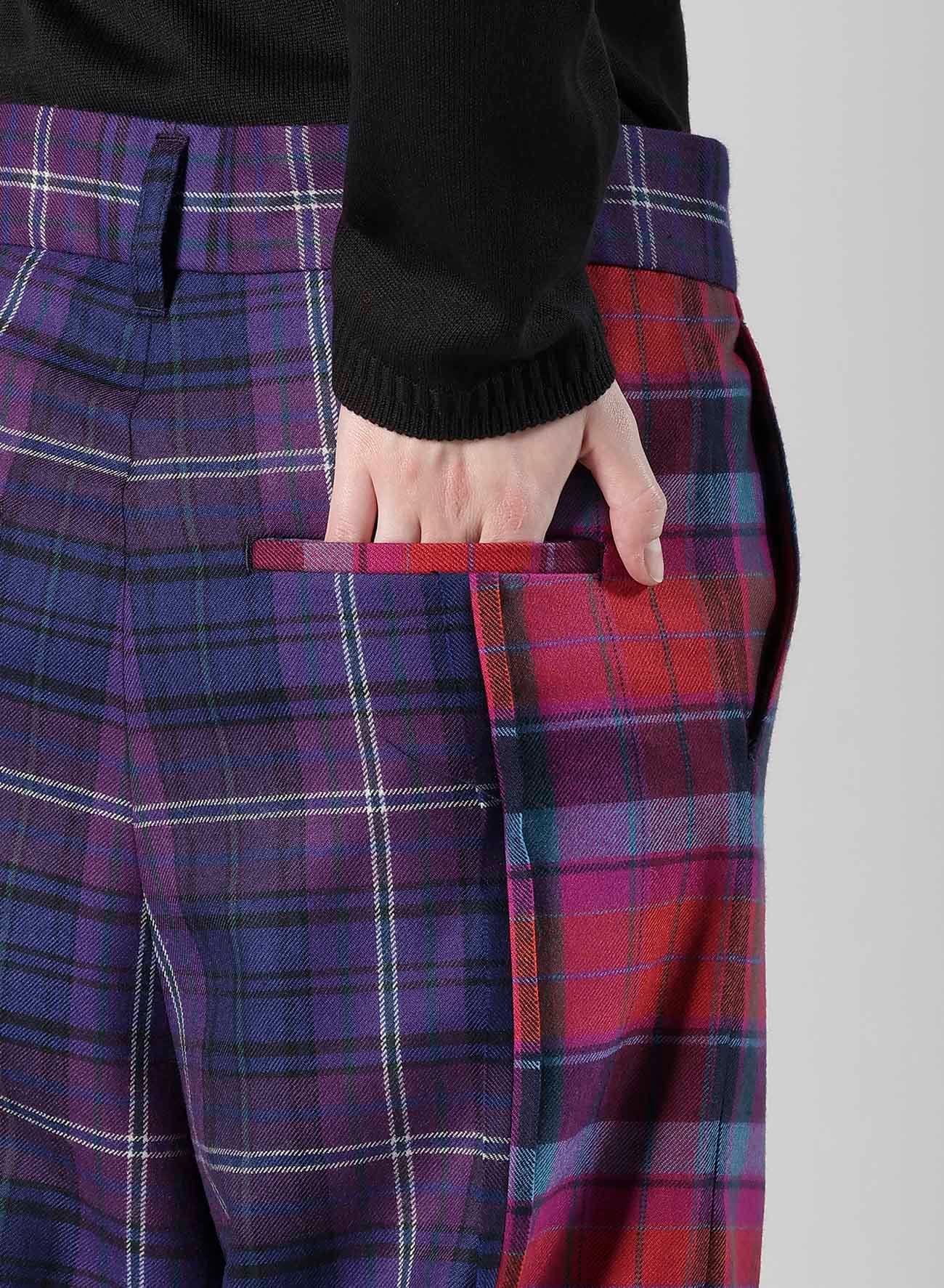 PLAID PANEL PANTS A