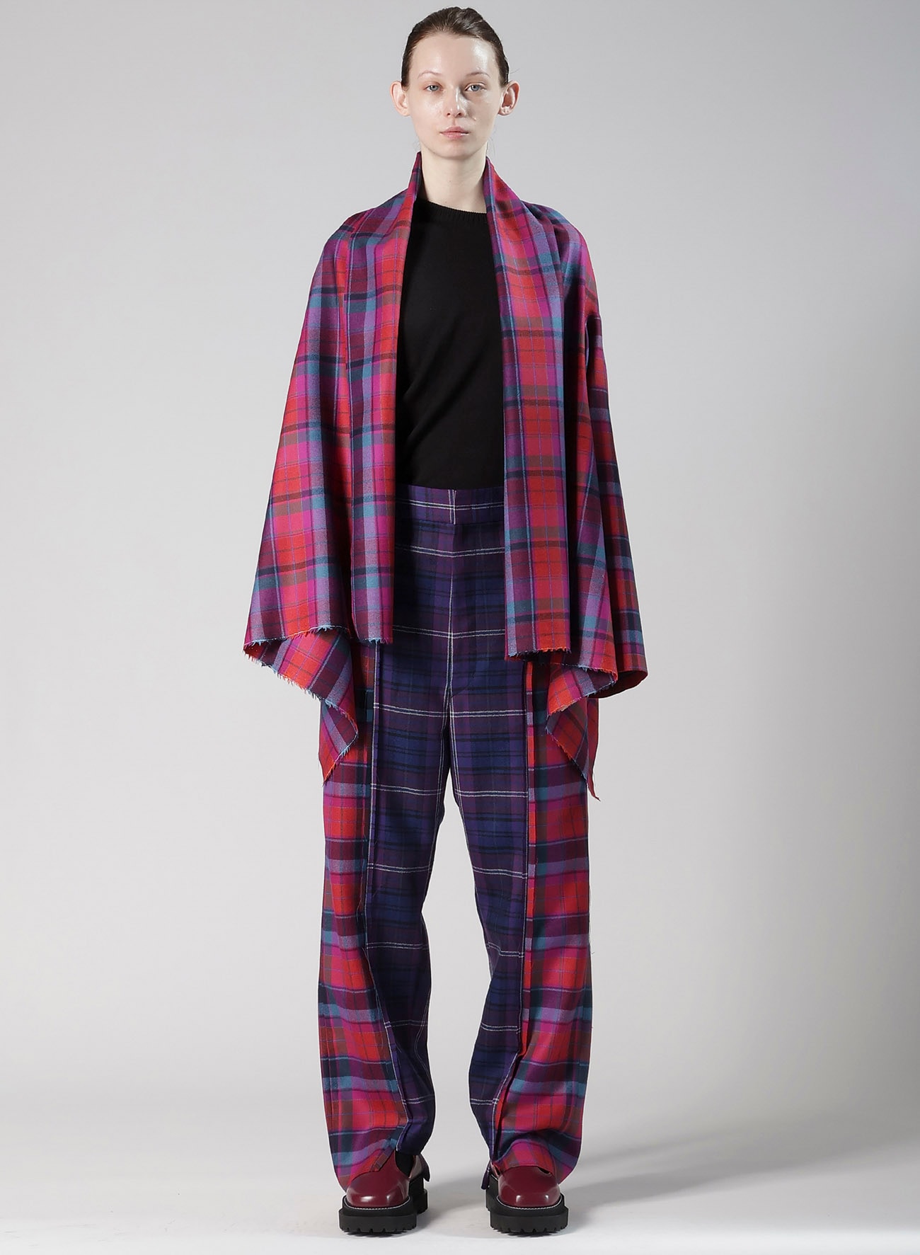 PLAID PANEL PANTS A