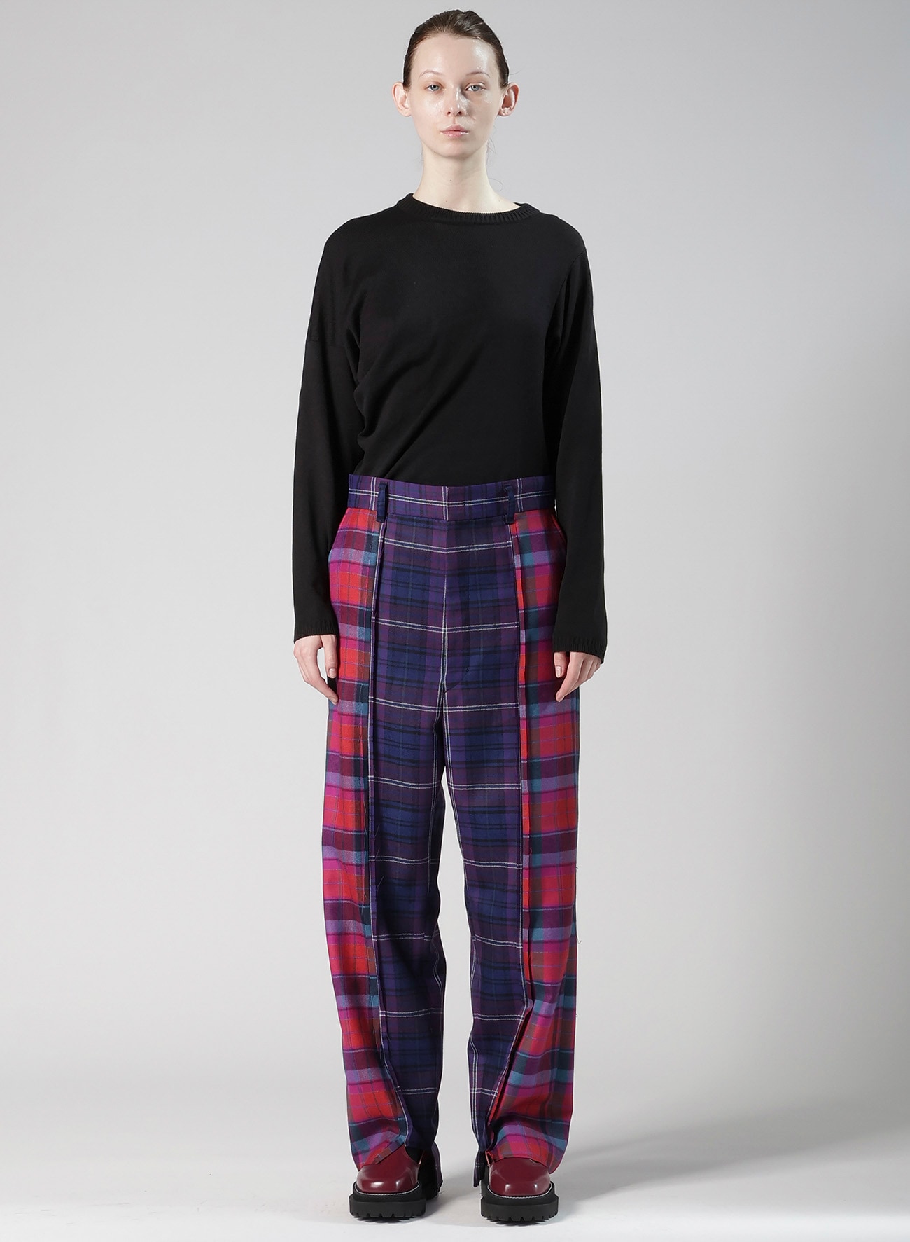 PLAID PANEL PANTS A