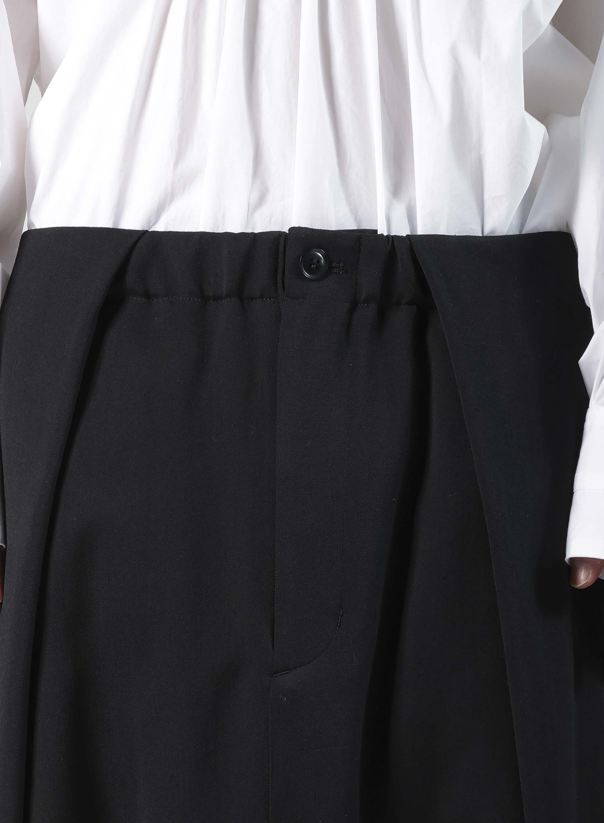 WOOL GABARDINE SAROUEL TUCKED PANTS