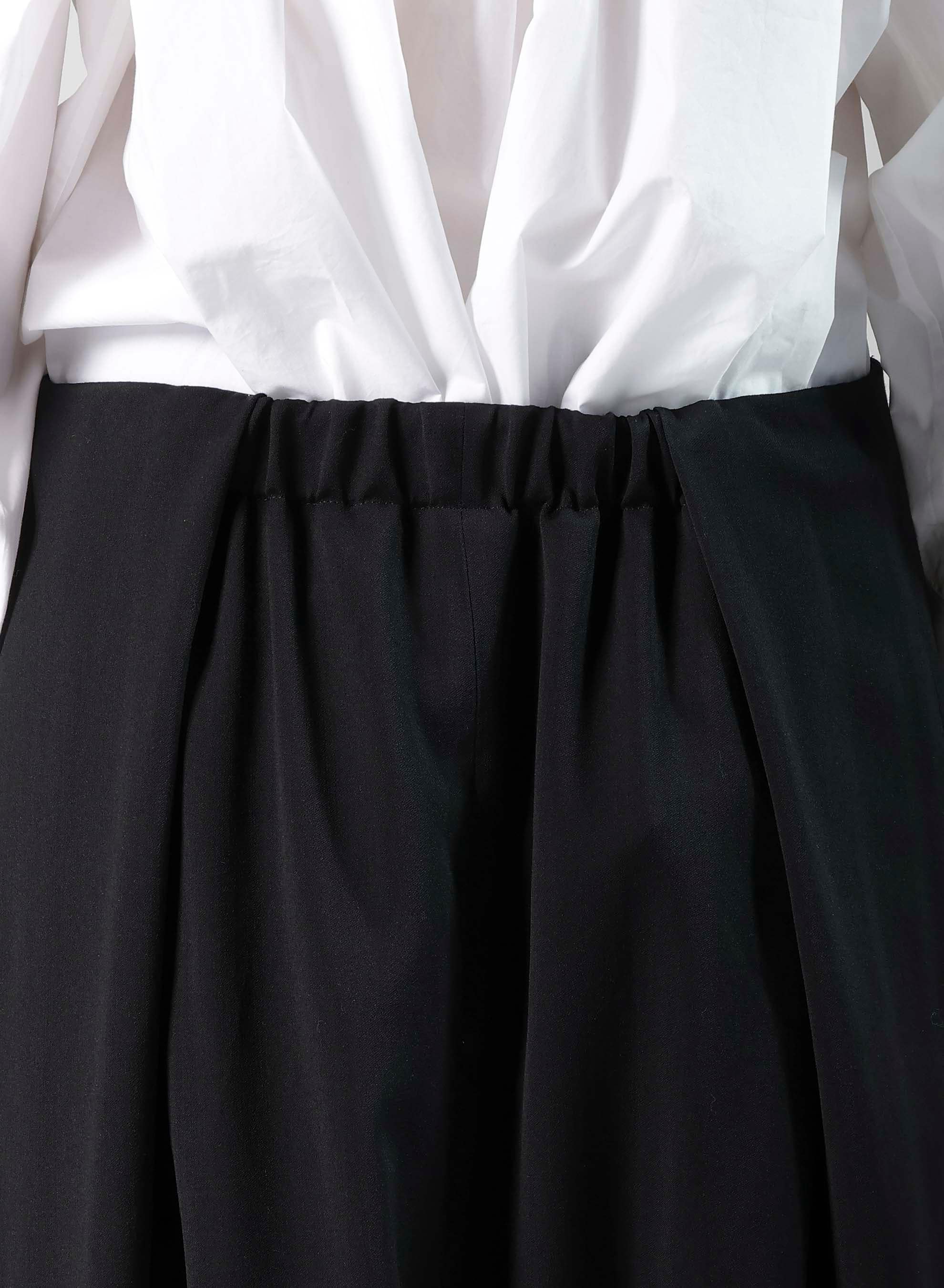 WOOL GABARDINE SAROUEL TUCKED PANTS