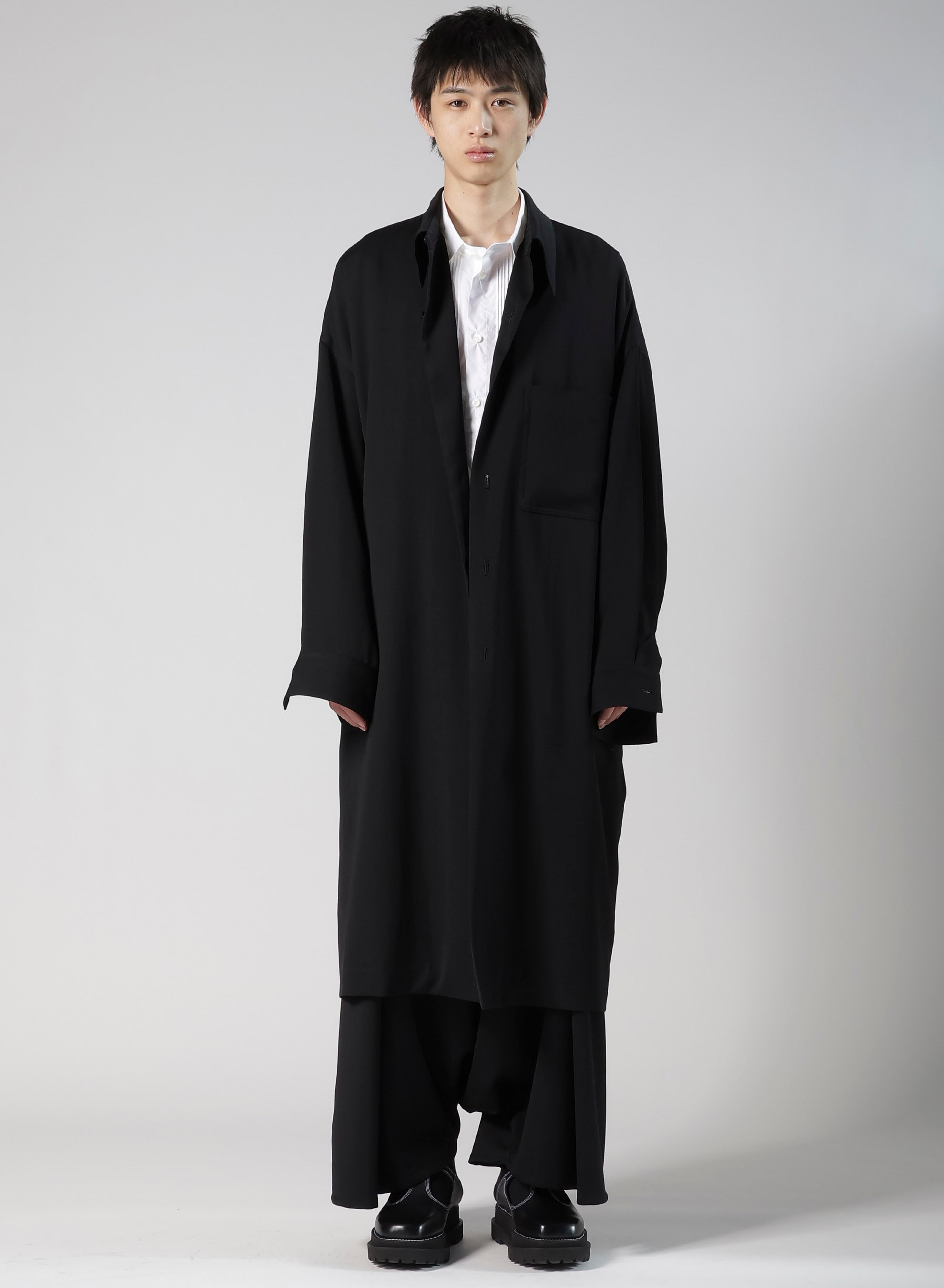 WOOL GABARDINE SAROUEL TUCKED PANTS
