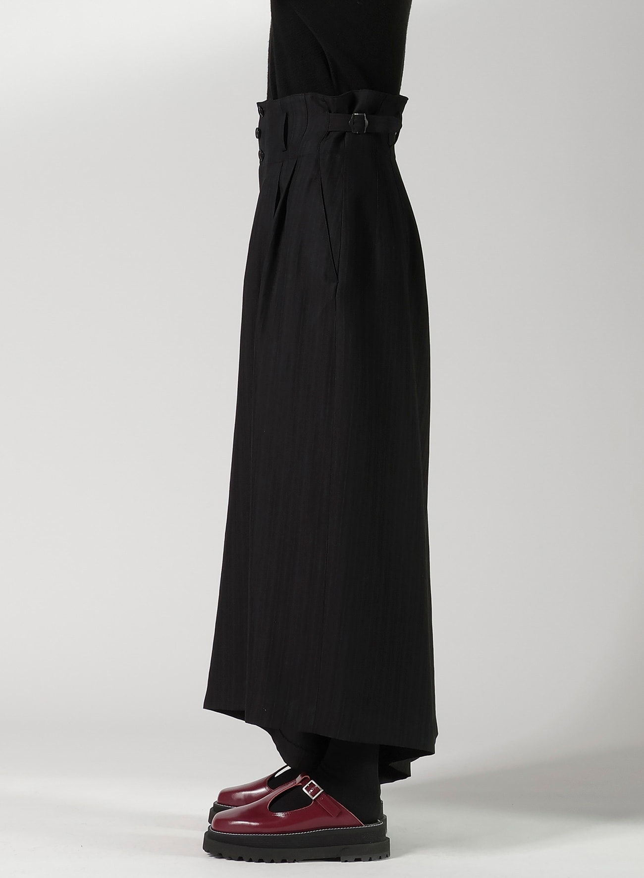 VISCOSE TWEED STRIPE WIDE PANTS