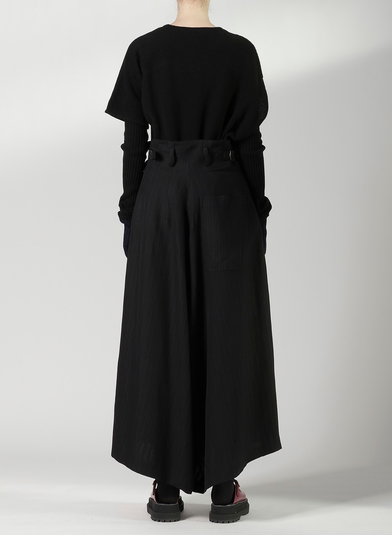 VISCOSE TWEED STRIPE WIDE PANTS