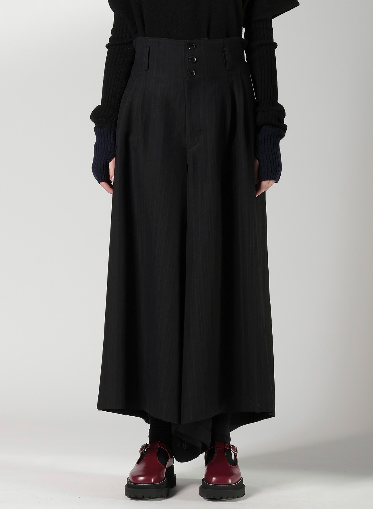 VISCOSE TWEED STRIPE WIDE PANTS
