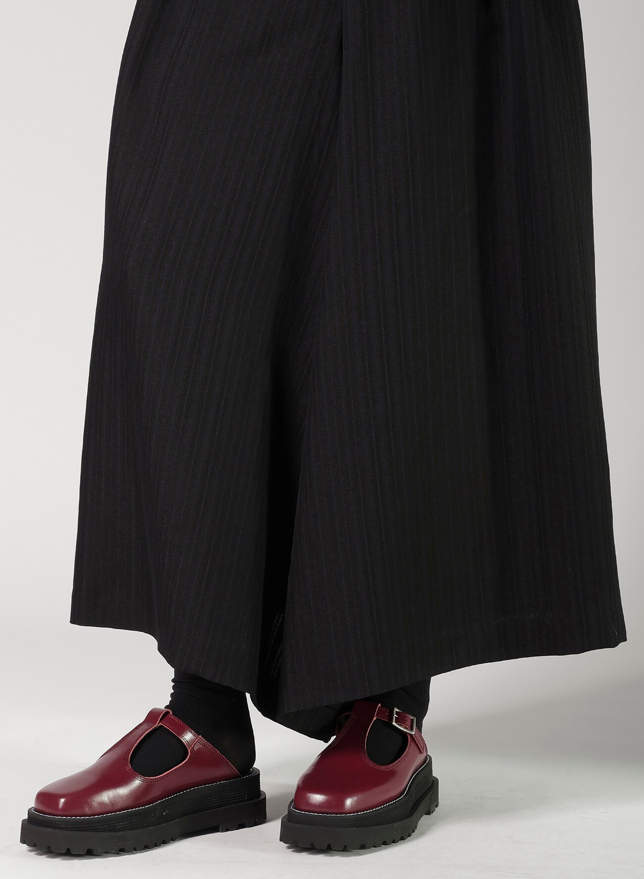 VISCOSE TWEED STRIPE WIDE PANTS