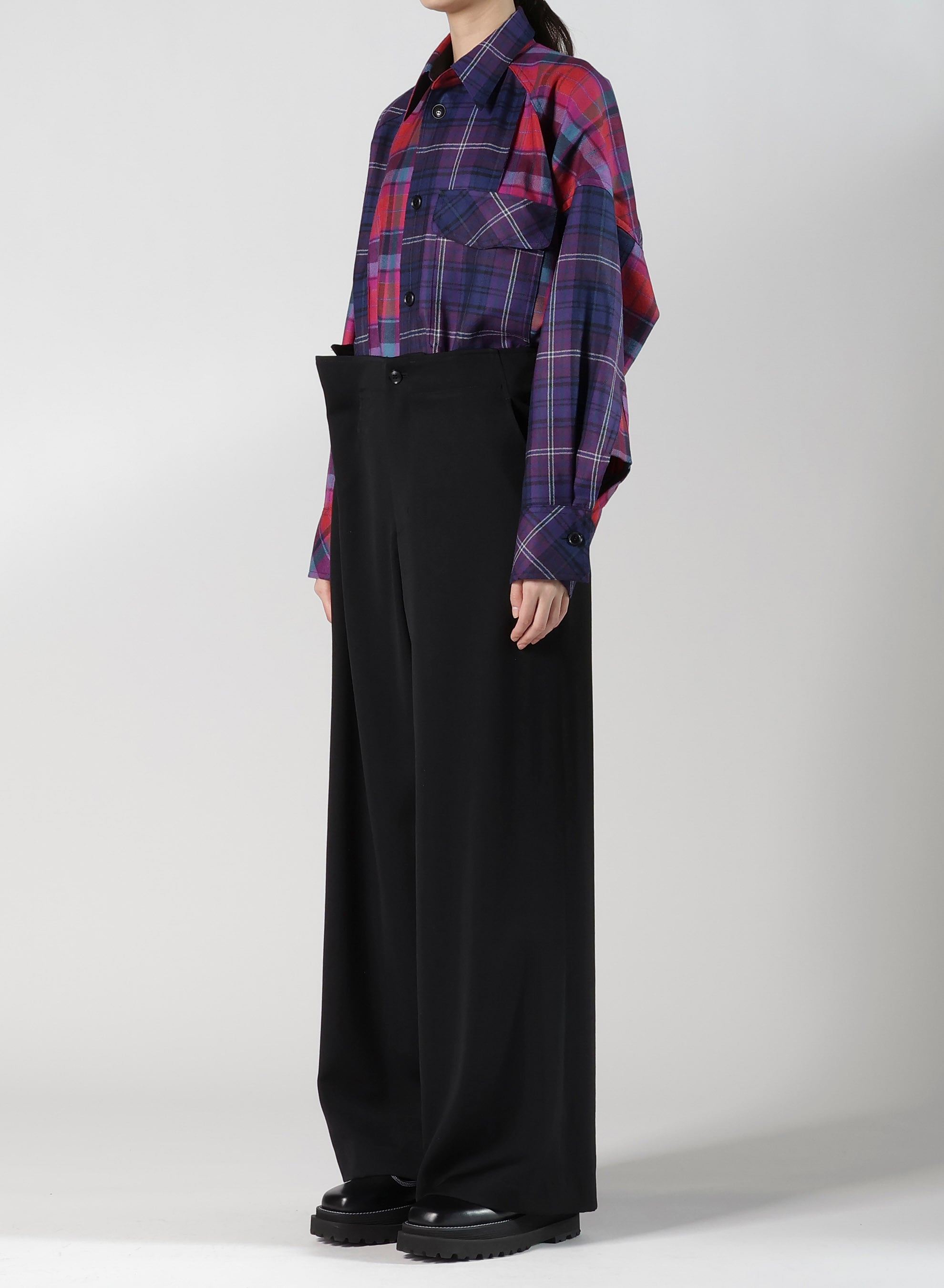 WOOL GABARDINE BELT PANTS