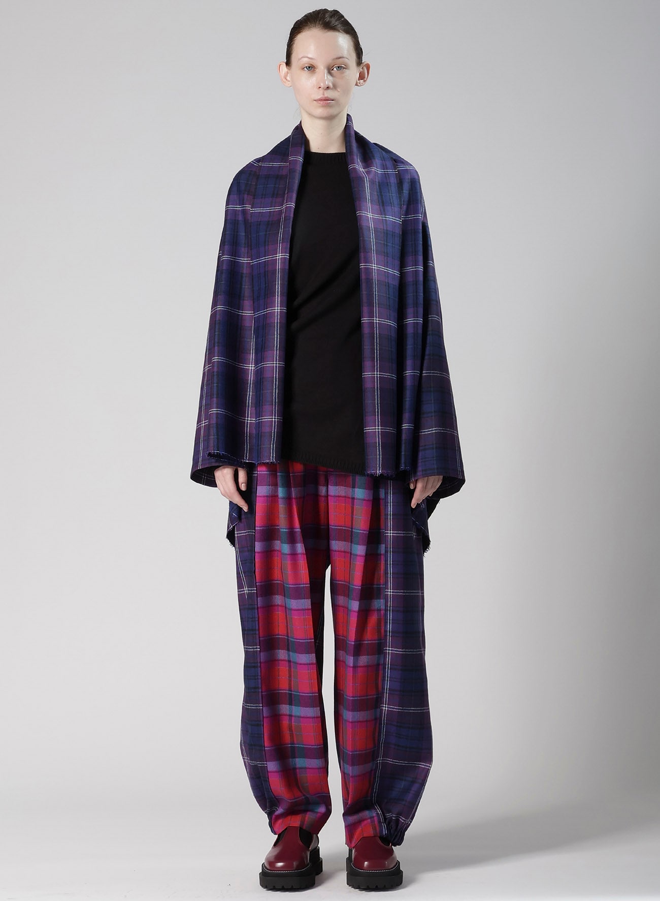 PLAID PANEL PANTS B