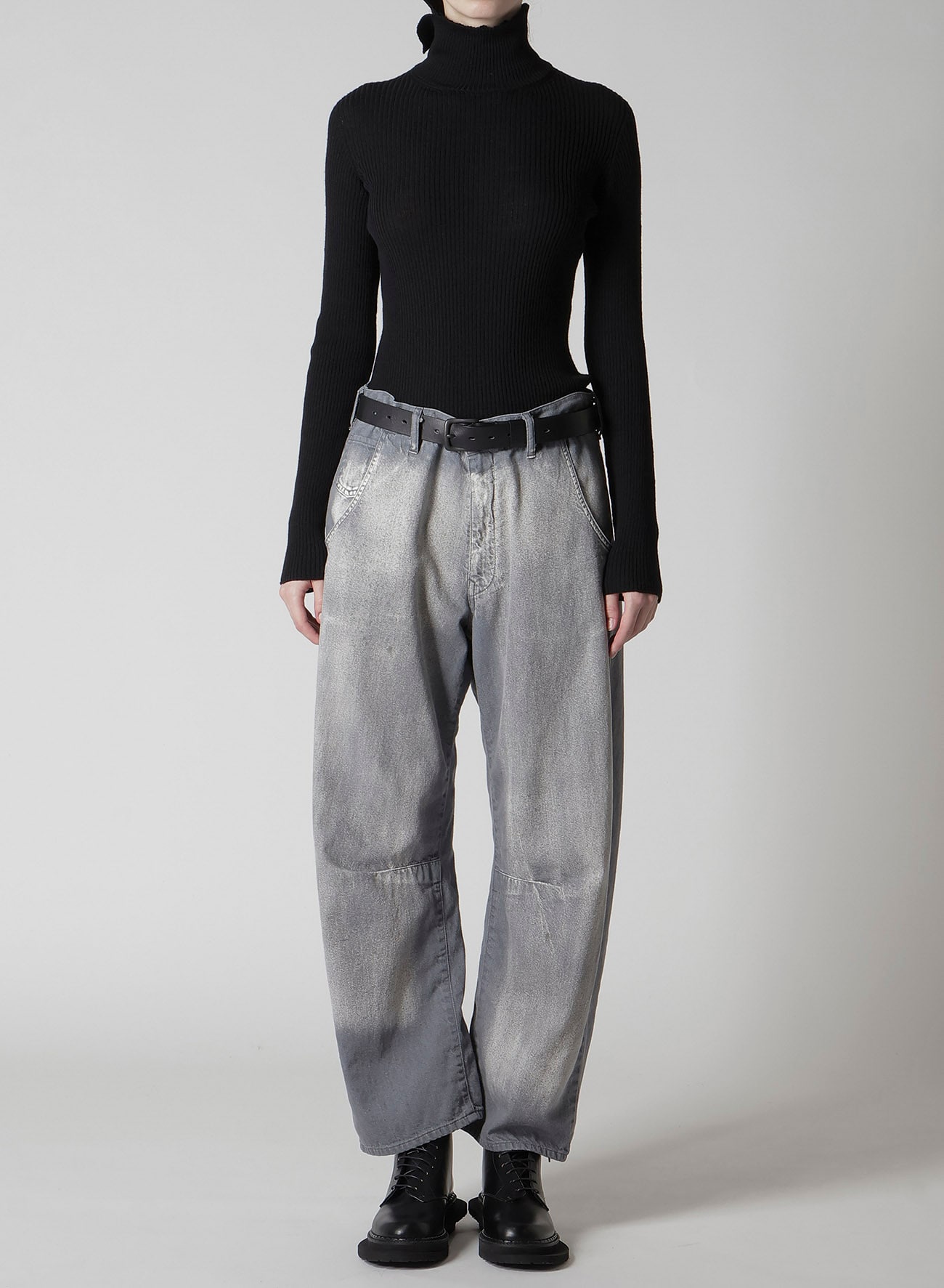 SPOTTED DENIM WIDE PANTS(XS Grey): Y's｜THE SHOP YOHJI YAMAMOTO