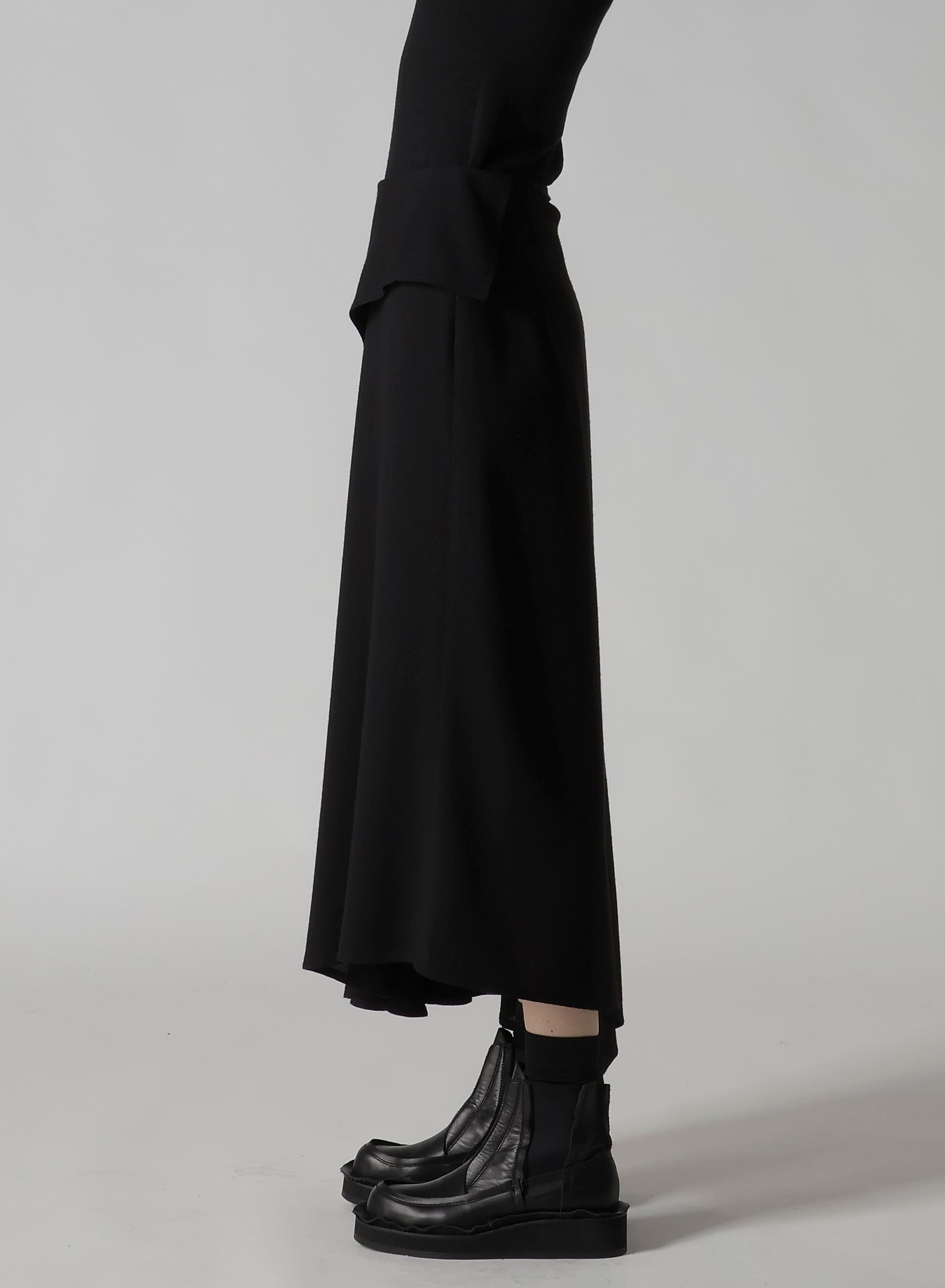 W/RY WASHER PROCESSED GAUZE ASYMMETRIC SKIRT