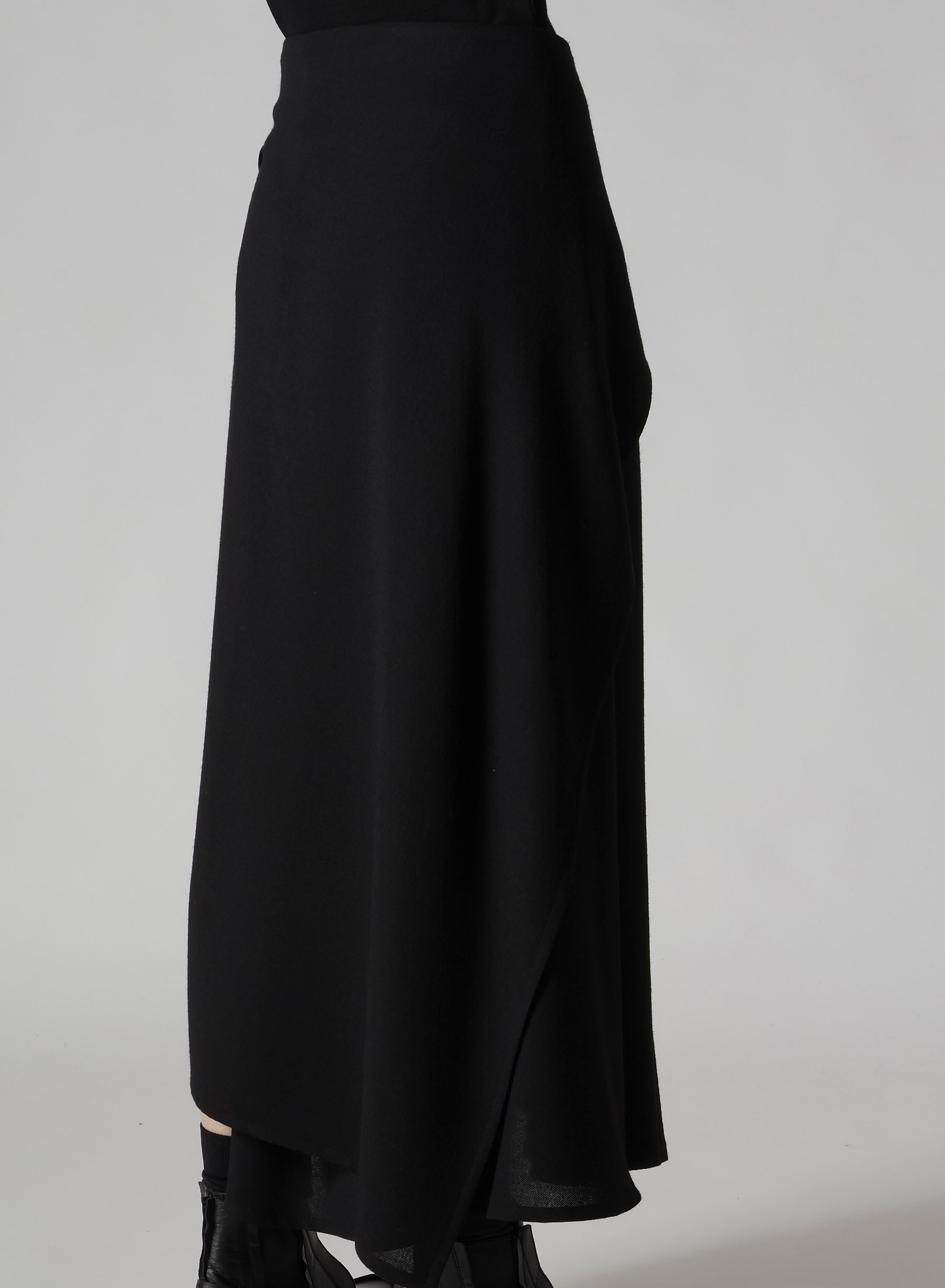 W/RY WASHER PROCESSED GAUZE ASYMMETRIC SKIRT