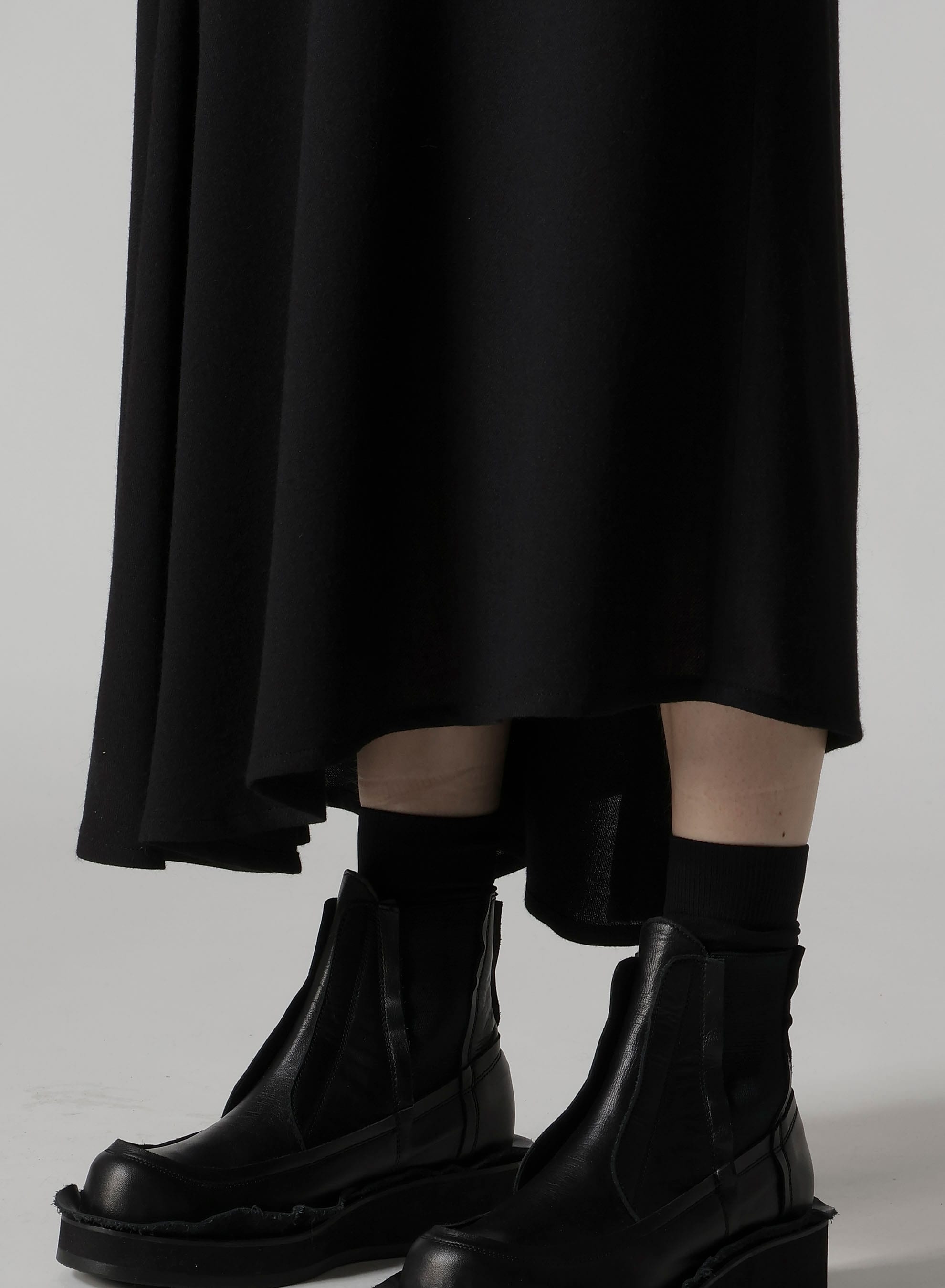 W/RY WASHER PROCESSED GAUZE ASYMMETRIC SKIRT