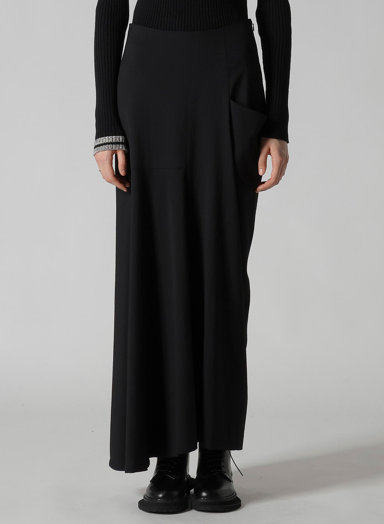 WOOL BREND TWILL DRAPE SKIRT