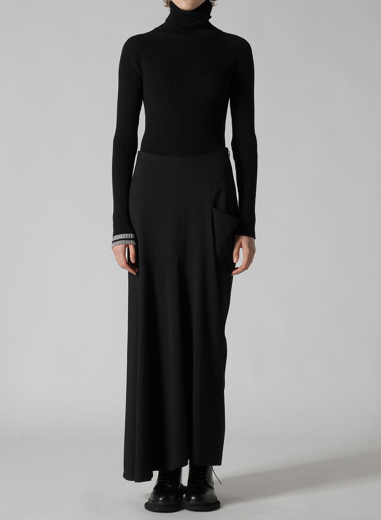 WOOL BREND TWILL DRAPE SKIRT