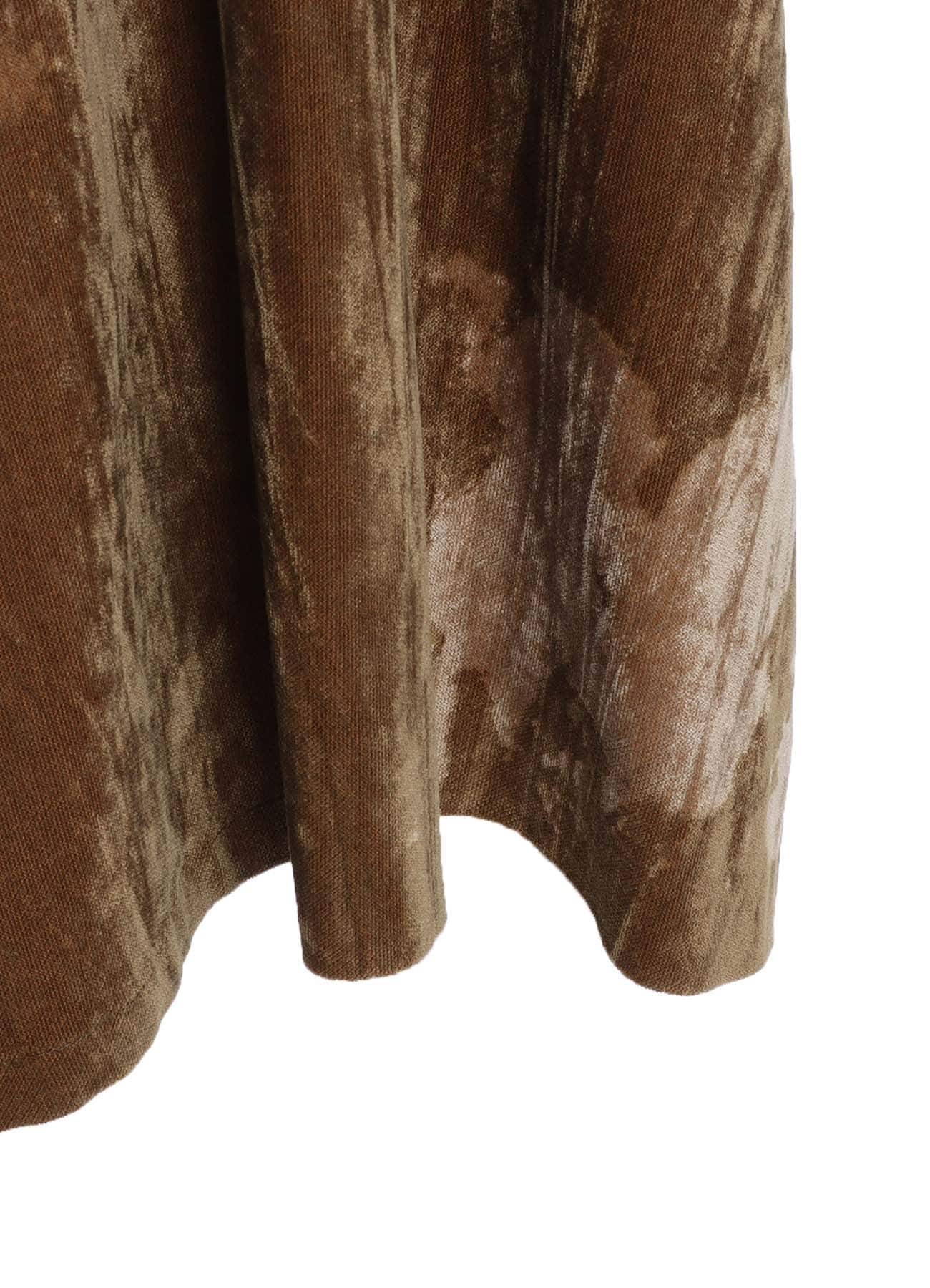 DISCHARGE-PRINTED VELVET SIDE DRAPE SKIRT