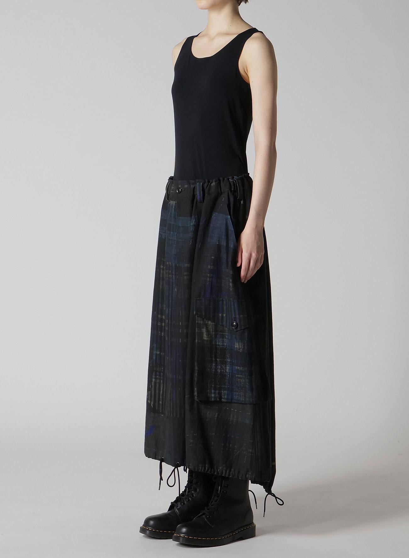 FADED PLAID 6OZ DENIM FISH TAIL SKIRT