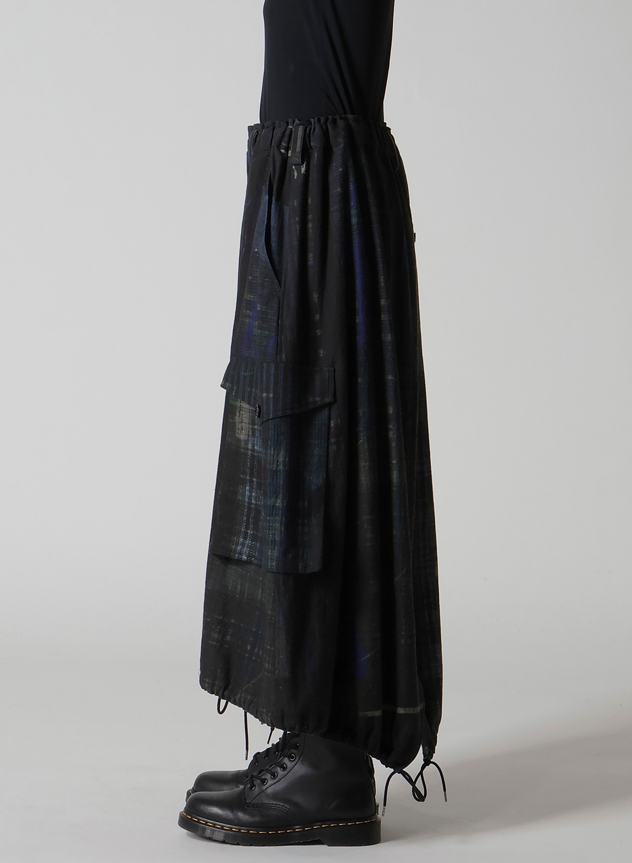 FADED PLAID 6OZ DENIM FISH TAIL SKIRT