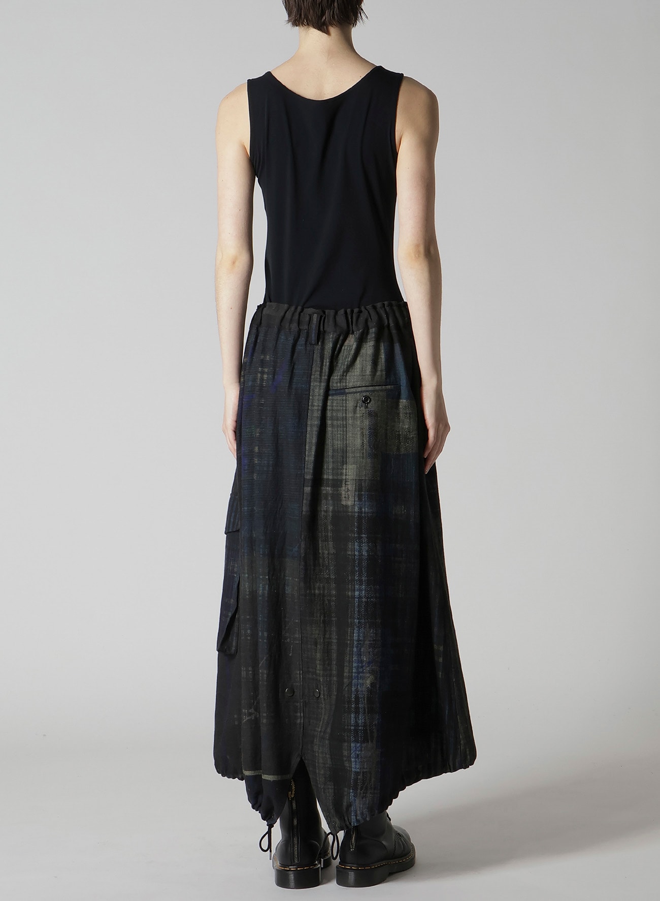 FADED PLAID 6OZ DENIM FISH TAIL SKIRT