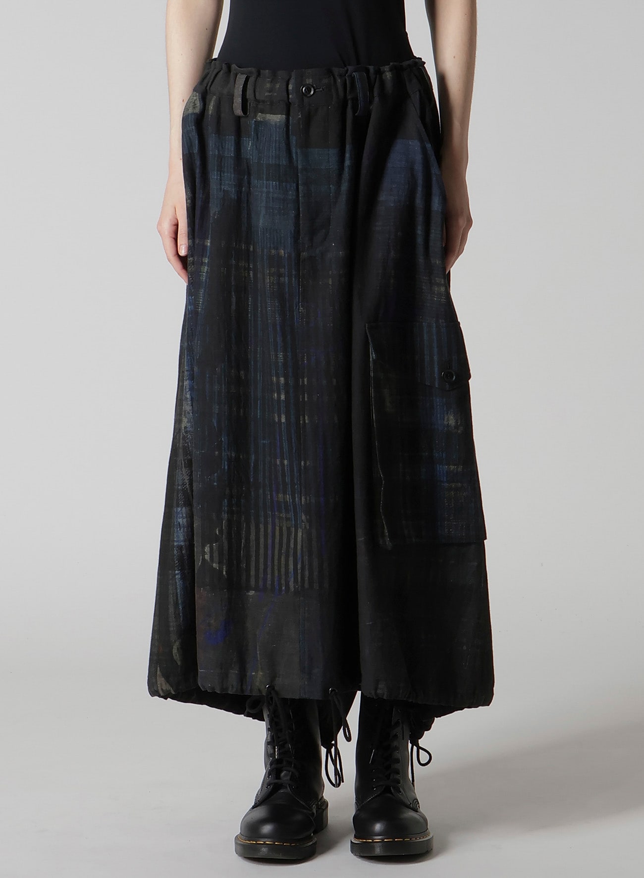 FADED PLAID 6OZ DENIM FISH TAIL SKIRT