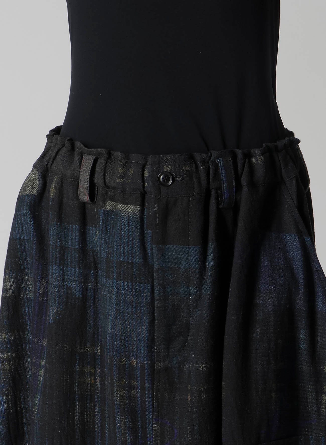 FADED PLAID 6OZ DENIM FISH TAIL SKIRT
