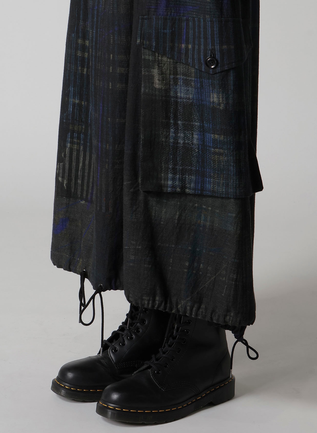 FADED PLAID 6OZ DENIM FISH TAIL SKIRT