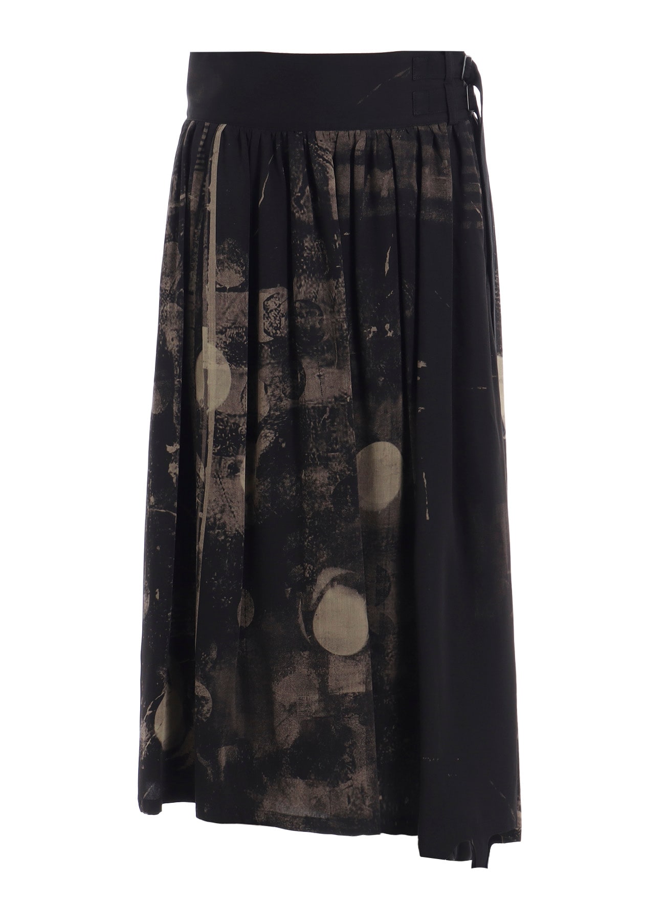 DUNGEREE TWILL ASYMMETRIC GATHER SKIRT