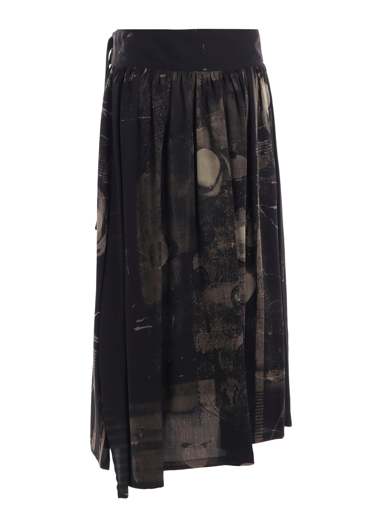 DUNGEREE TWILL ASYMMETRIC GATHER SKIRT