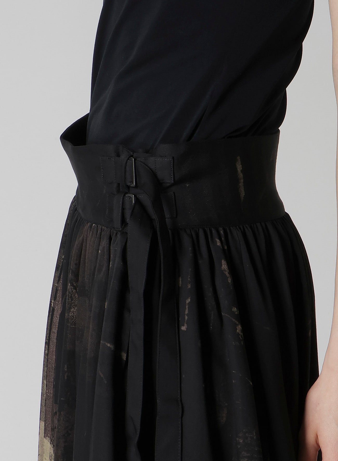 DUNGEREE TWILL ASYMMETRIC GATHER SKIRT