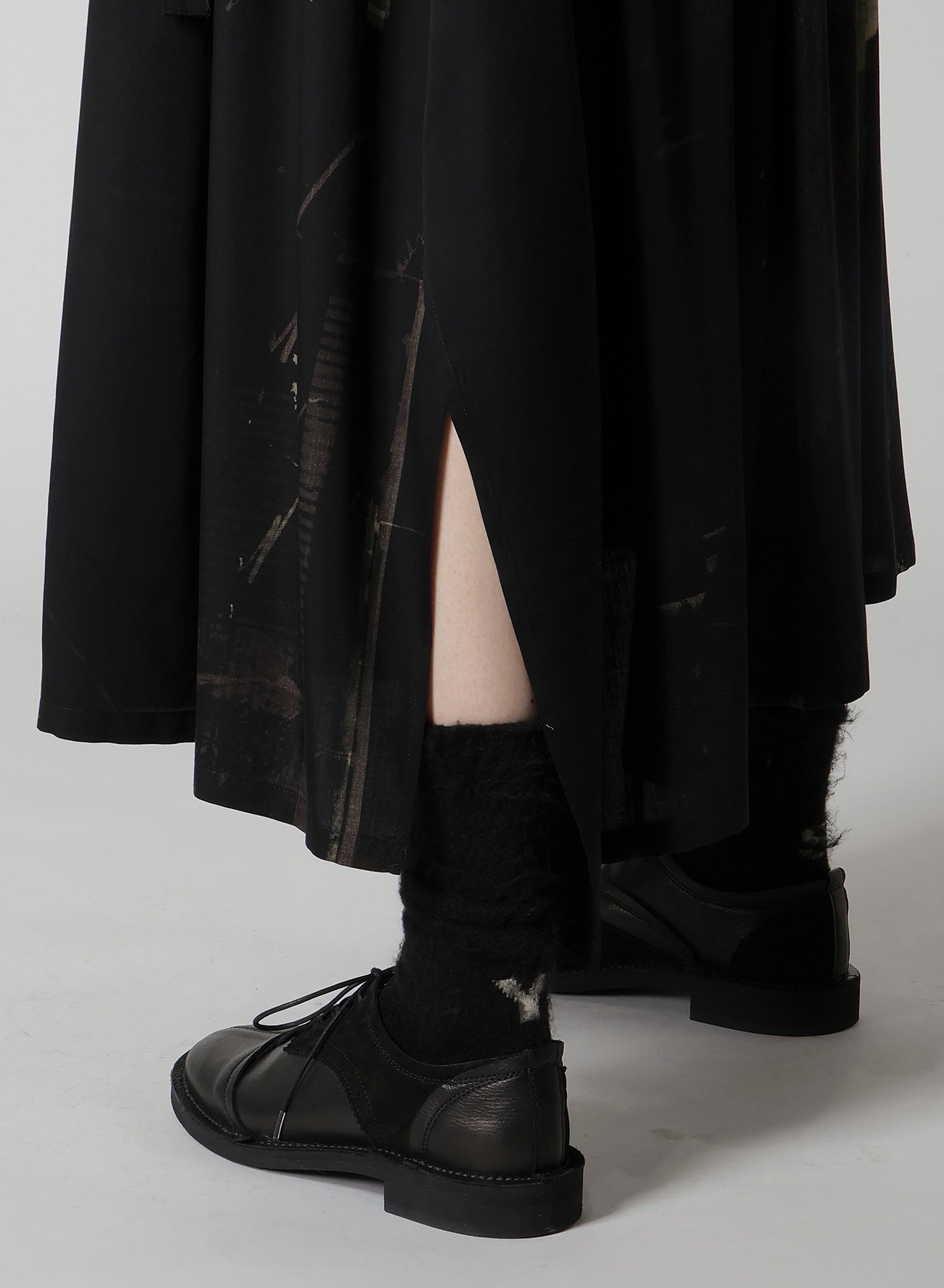 DUNGEREE TWILL ASYMMETRIC GATHER SKIRT