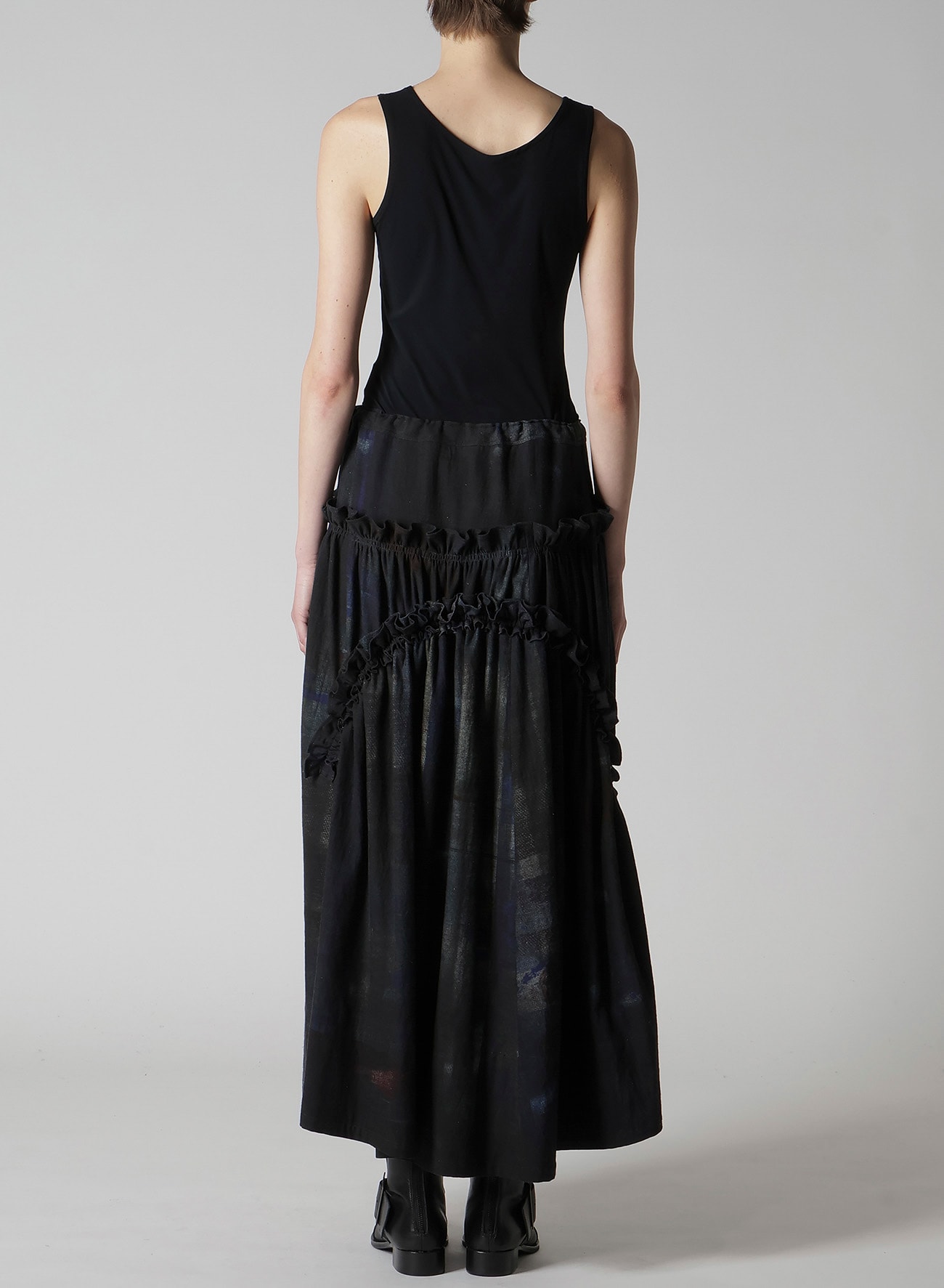 6OZ DENIM FRILL GATHERED SKIRT