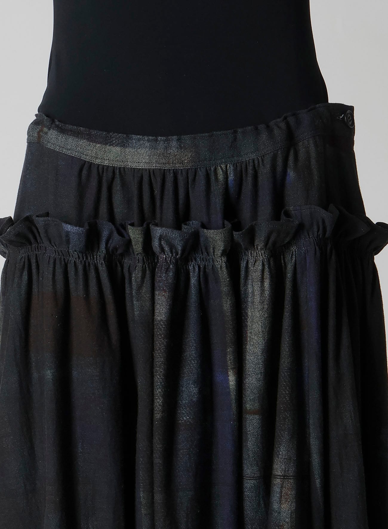 6OZ DENIM FRILL GATHERED SKIRT