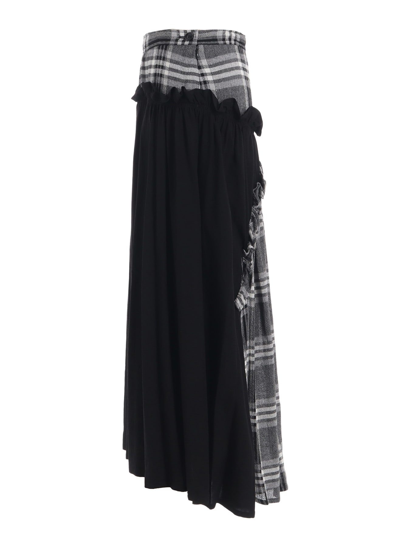 GAUZE PLAID FRILL GATHER SKIRT