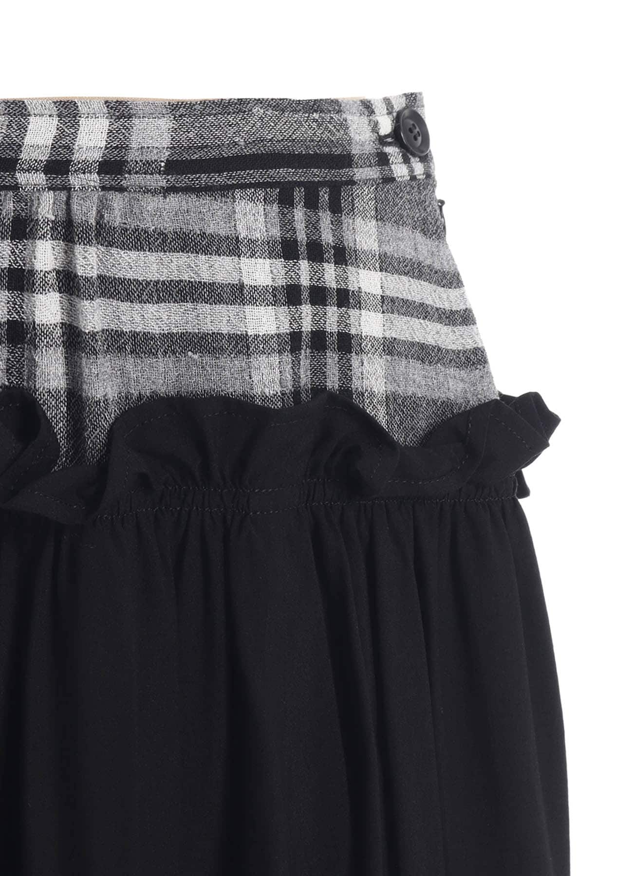GAUZE PLAID FRILL GATHER SKIRT