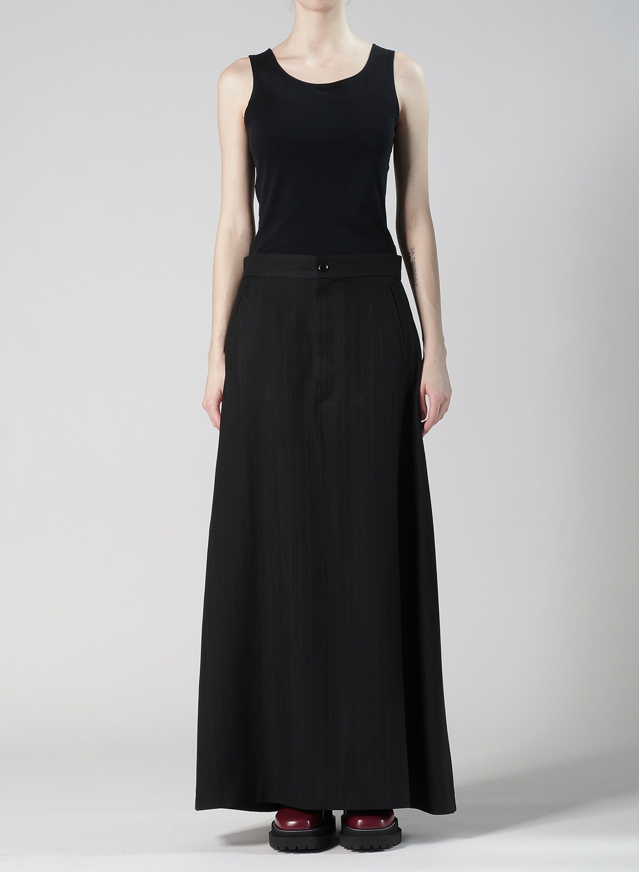 VISCOSE TWEED STRIPE A LINE SKIRT