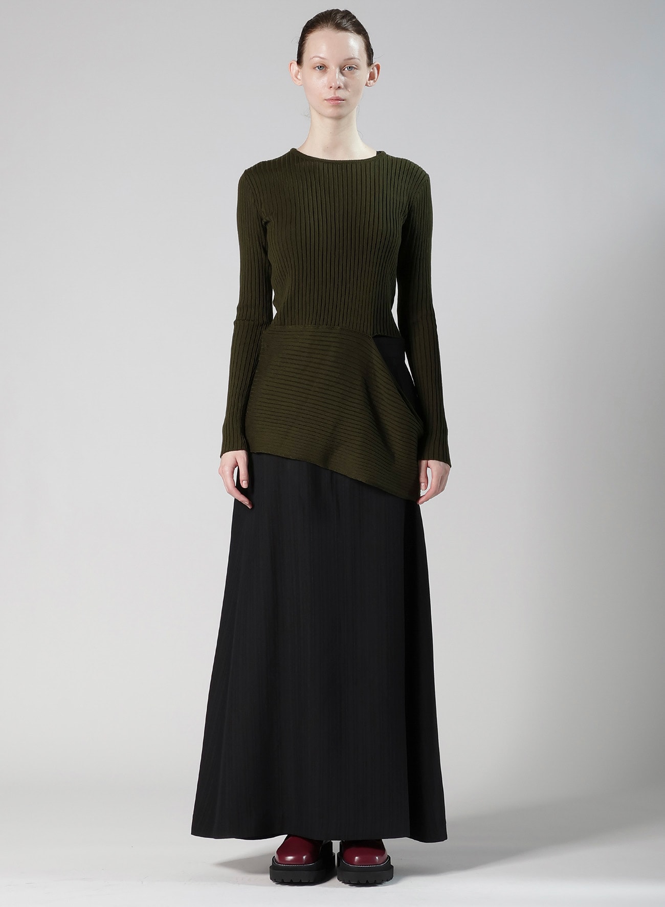 VISCOSE TWEED STRIPE A LINE SKIRT