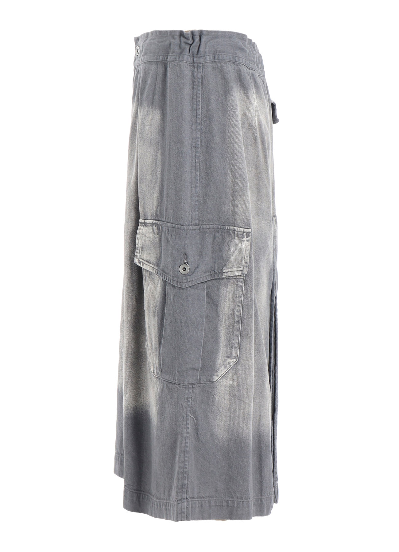 SPOTTED DENIM SIDE POCKET STRAIGHT SKIRT
